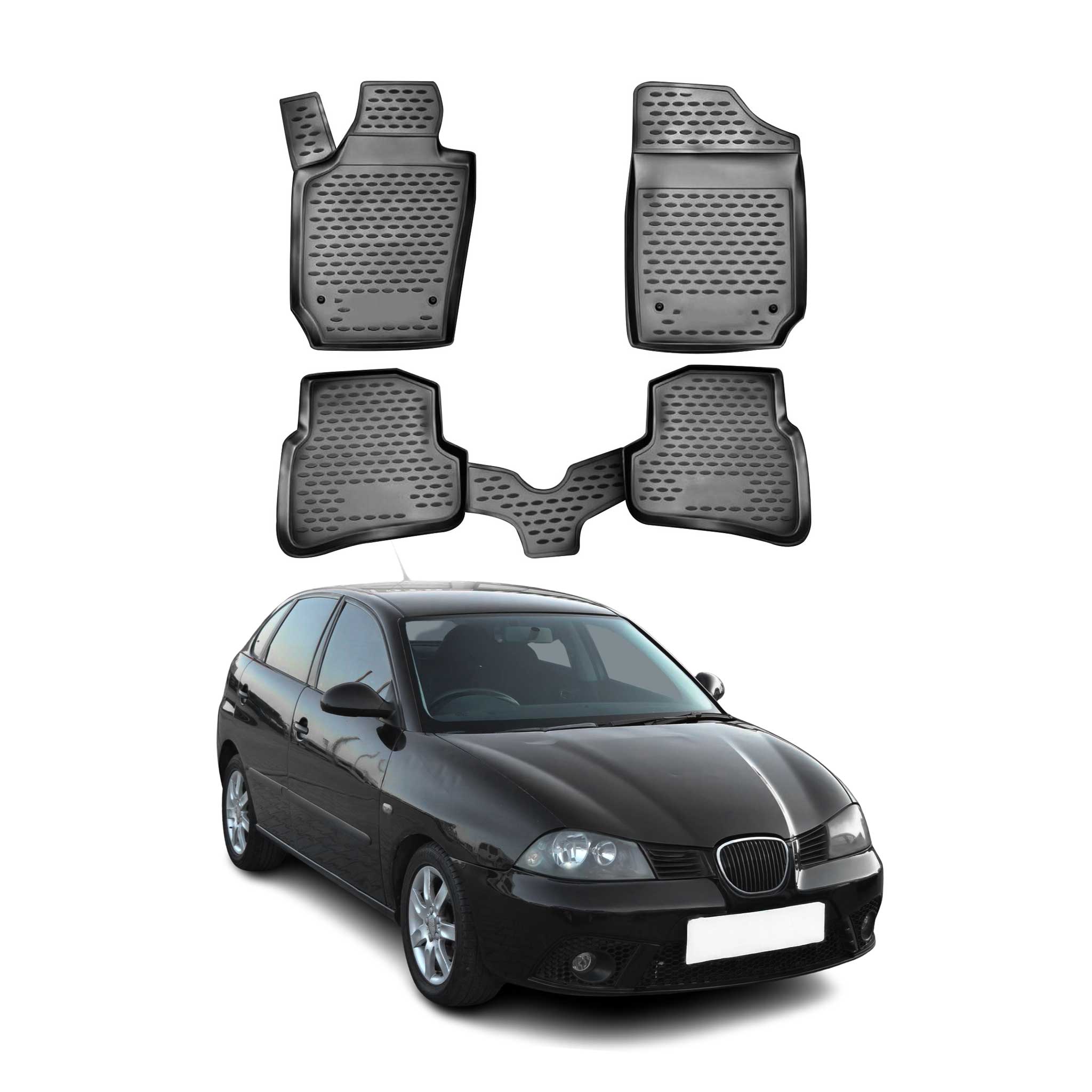 OMAC Gummimatten Fußmatten für Seat Ibiza 2008-2017 TPE Automatten Schwarz 4x