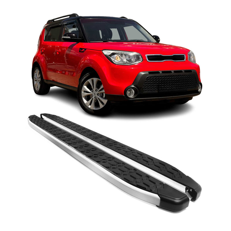 Alu Trittbretter Seitenschweller für Kia Soul 2014-2019 Schwarz Silber 2tlg