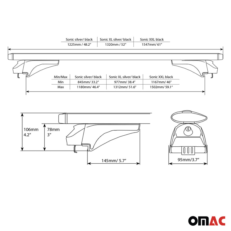 Menabo Dachträger Grundtäger für Jaecoo J7 2024-2025 Aluminium Schwarz 2 tlg