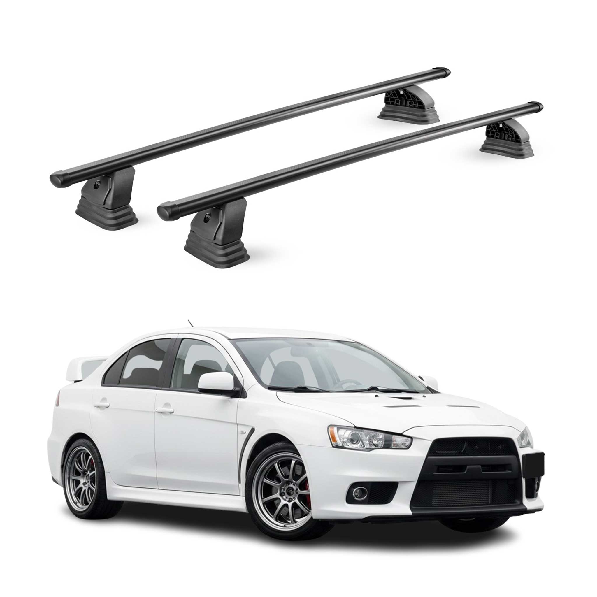 Stahl Dachträger für Mitsubishi Lancer Evo 10 2008-2015 TÜV 75 kg 2tlg Schwarz