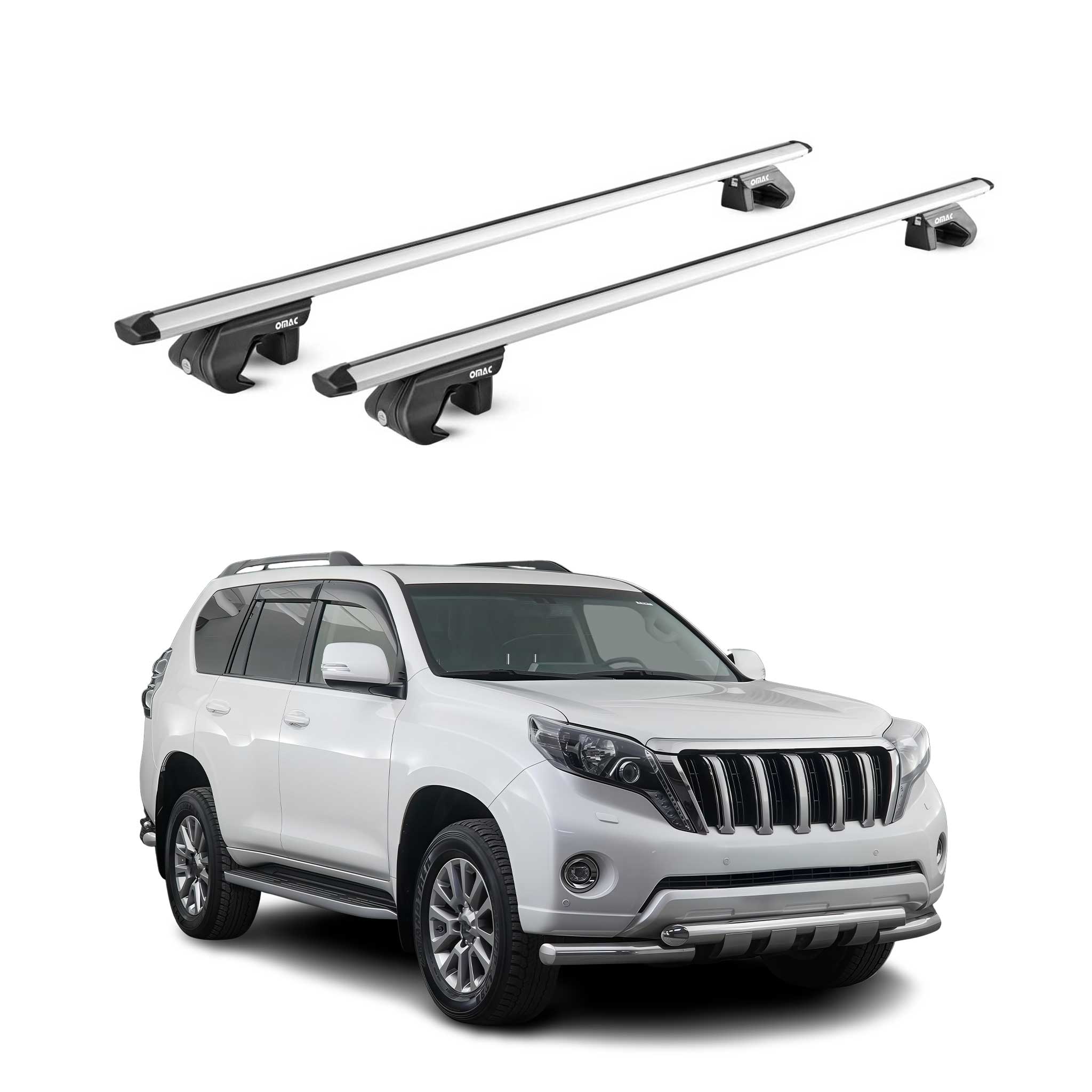Dachträger für Toyota Land Cruiser 150 2009-2023 5 tür 90kg Alu Silber 2x ABE
