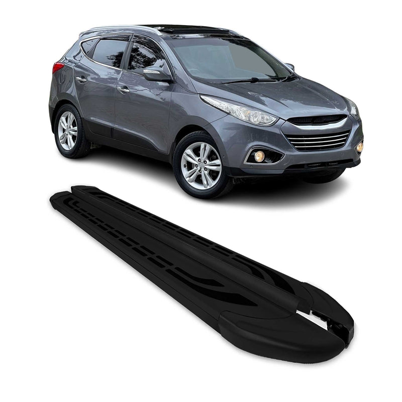 Trittbretter Seitenschweller Seitenbretter für Hyundai ix35 2009-16 Alu Schwarz