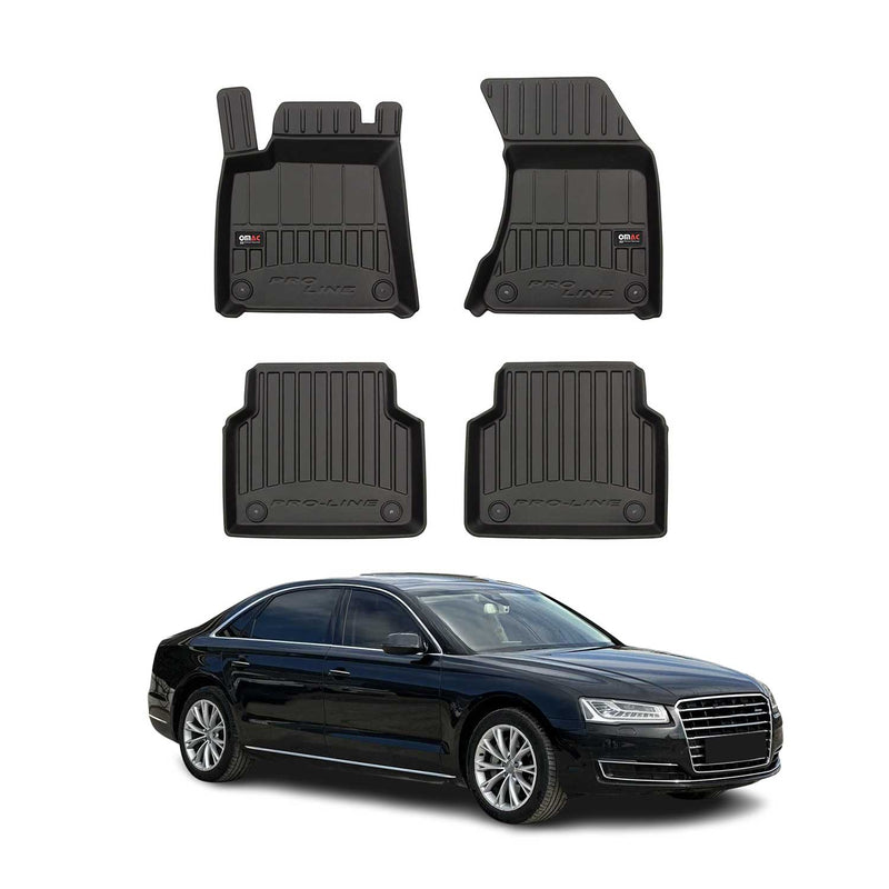 OMAC Gummi Fußmatten für Audi A8 D4 2009-2018 Premium Gummi Schwarz 4tlg