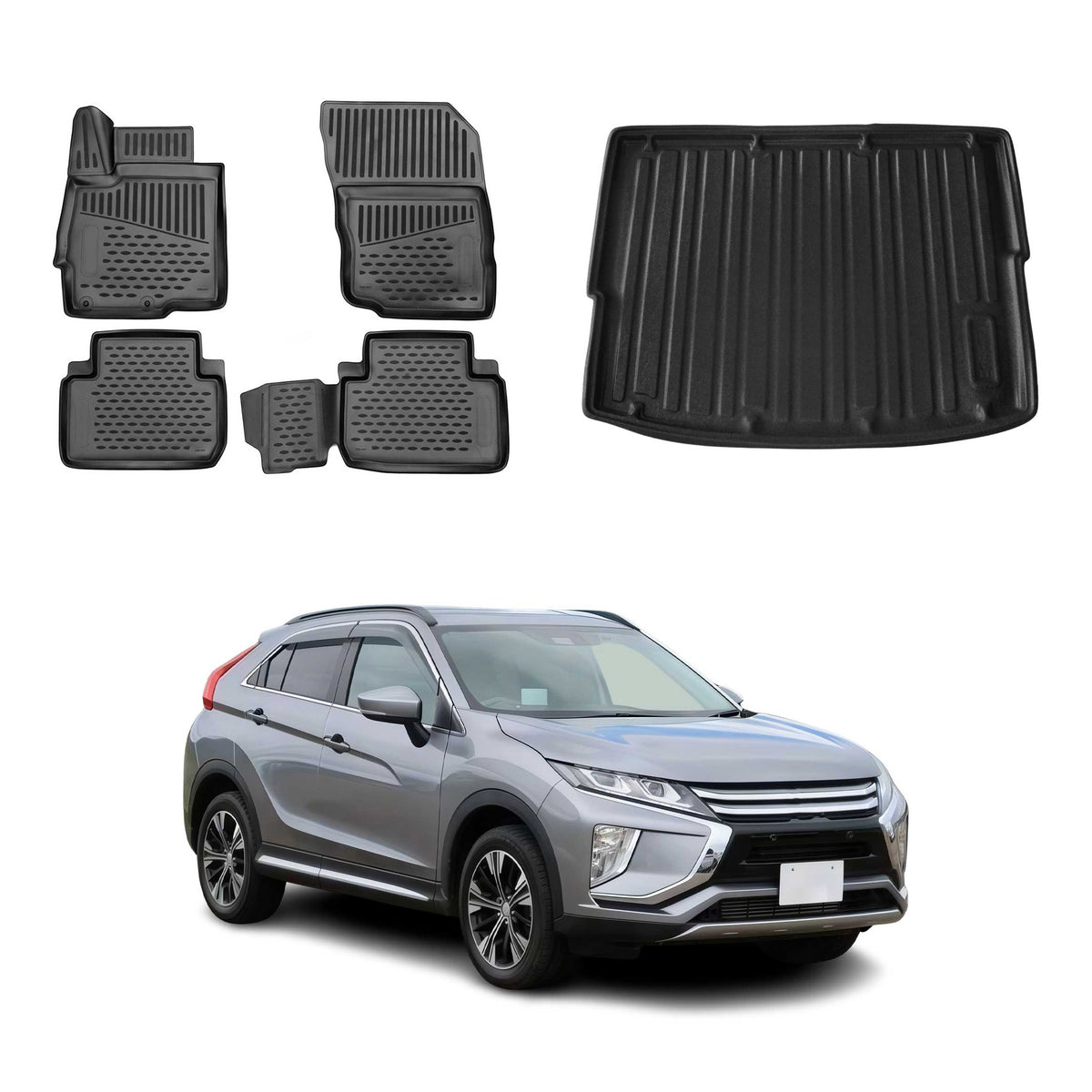 Fußmatten & Kofferraumwanne Set für Mitsubishi Eclipse Cross 2018-2020 Pre-FL