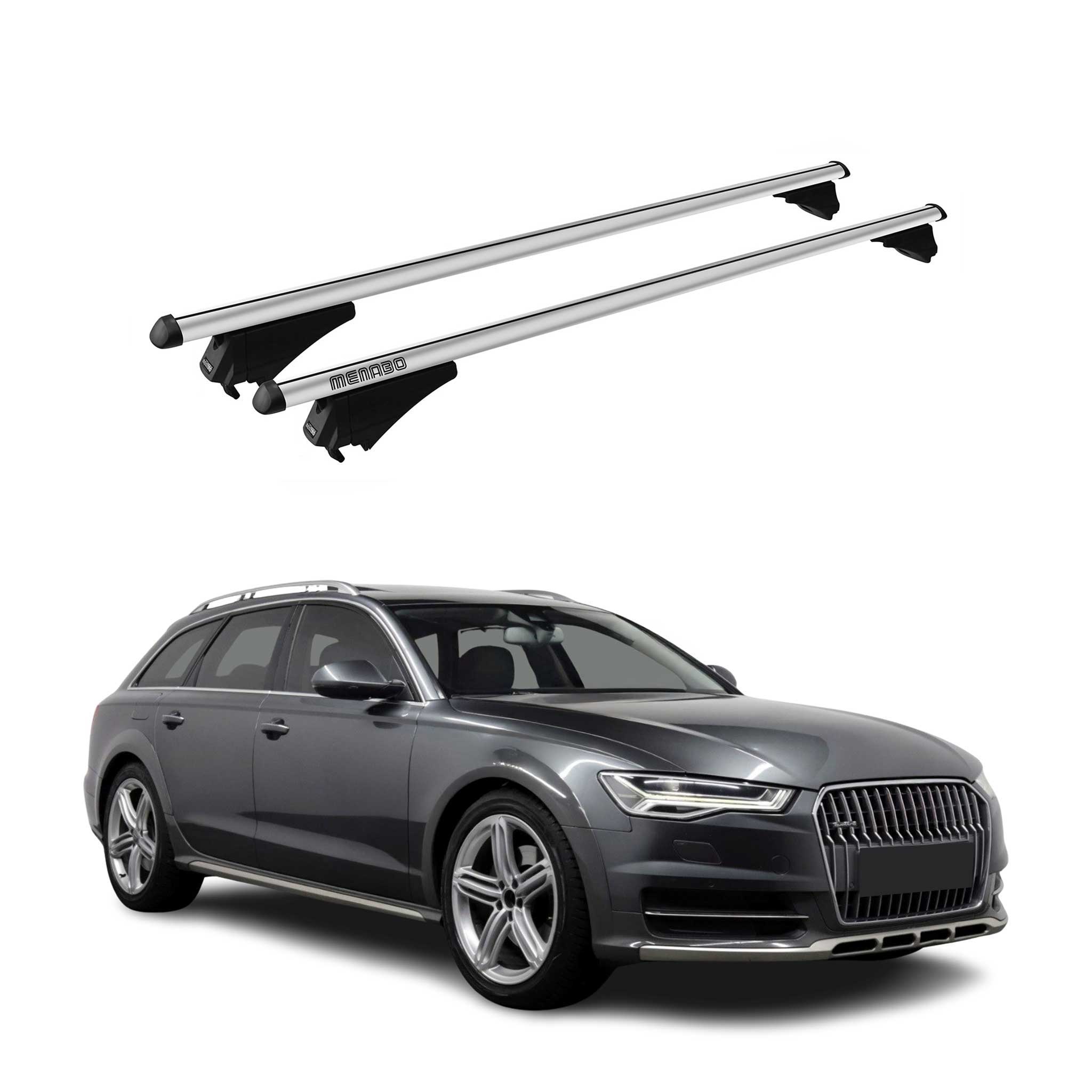 Menabo Dachträger Grundtäger für Audi A6 C7 Allroad 2012-2018 75kg Alu Silber 2x
