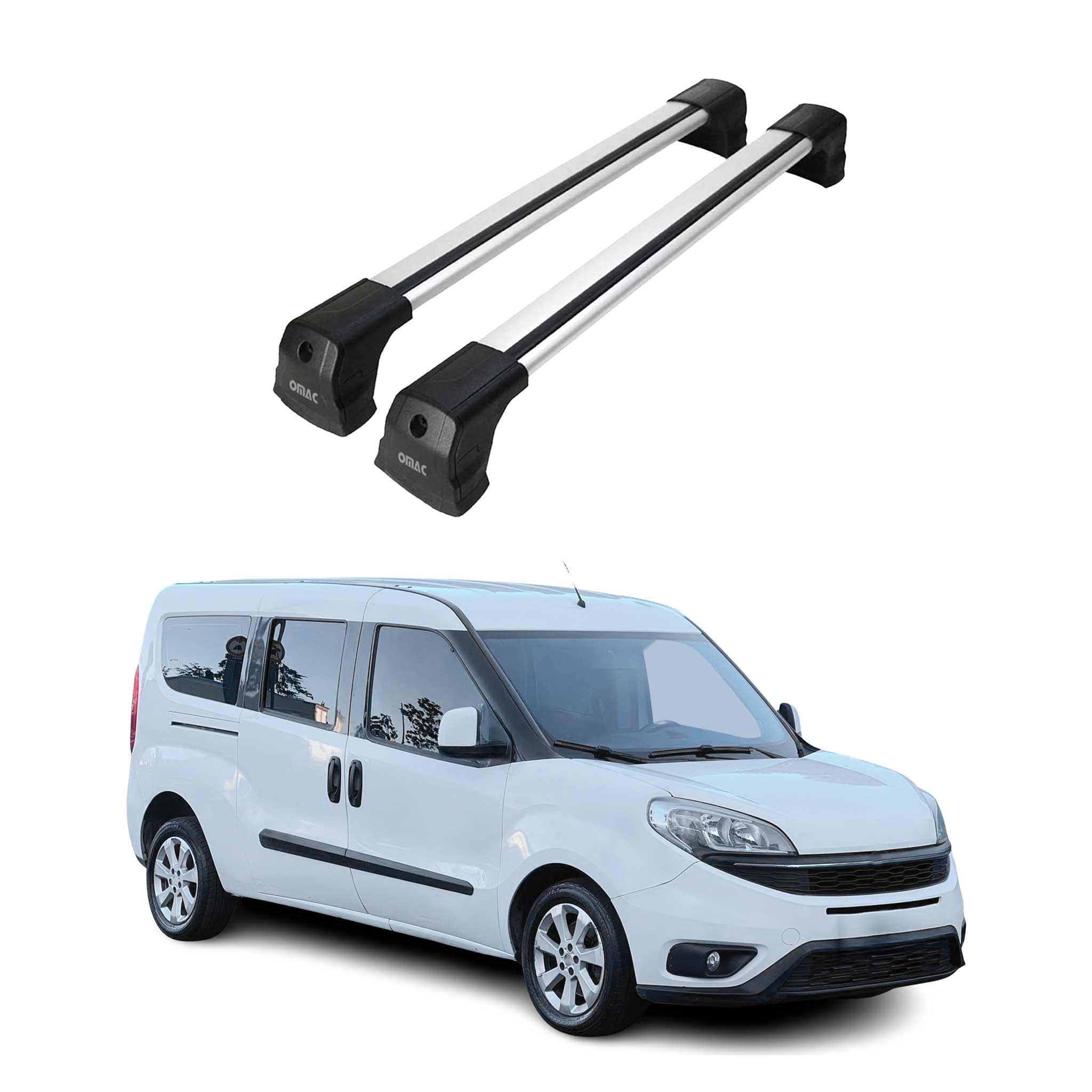 Dachträger Gepäckträger für Fiat Doblo 2010-2024 Grundträger Aluminium Grau 2x
