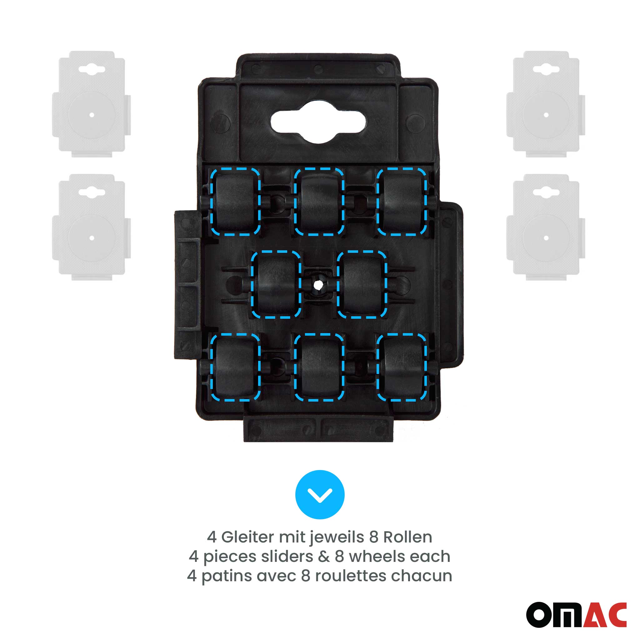 Möbel-Transportroller 150 kg Möbelroller Transportfahrwerk Trittbrett 4tlg