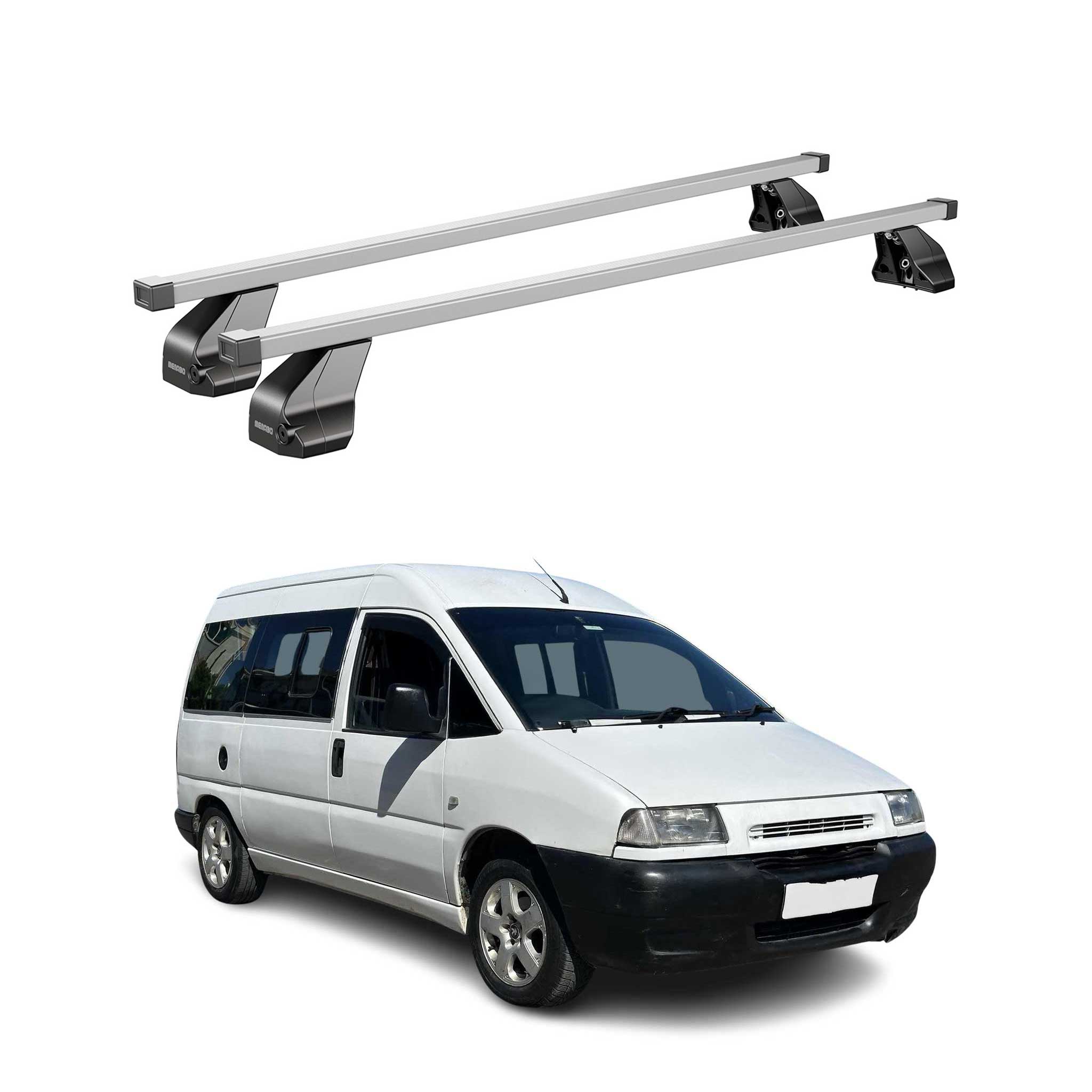 Menabo Dachträger Grundtäger für Peugeot Expert 1995-2007 75kg Stahl Silber 2x