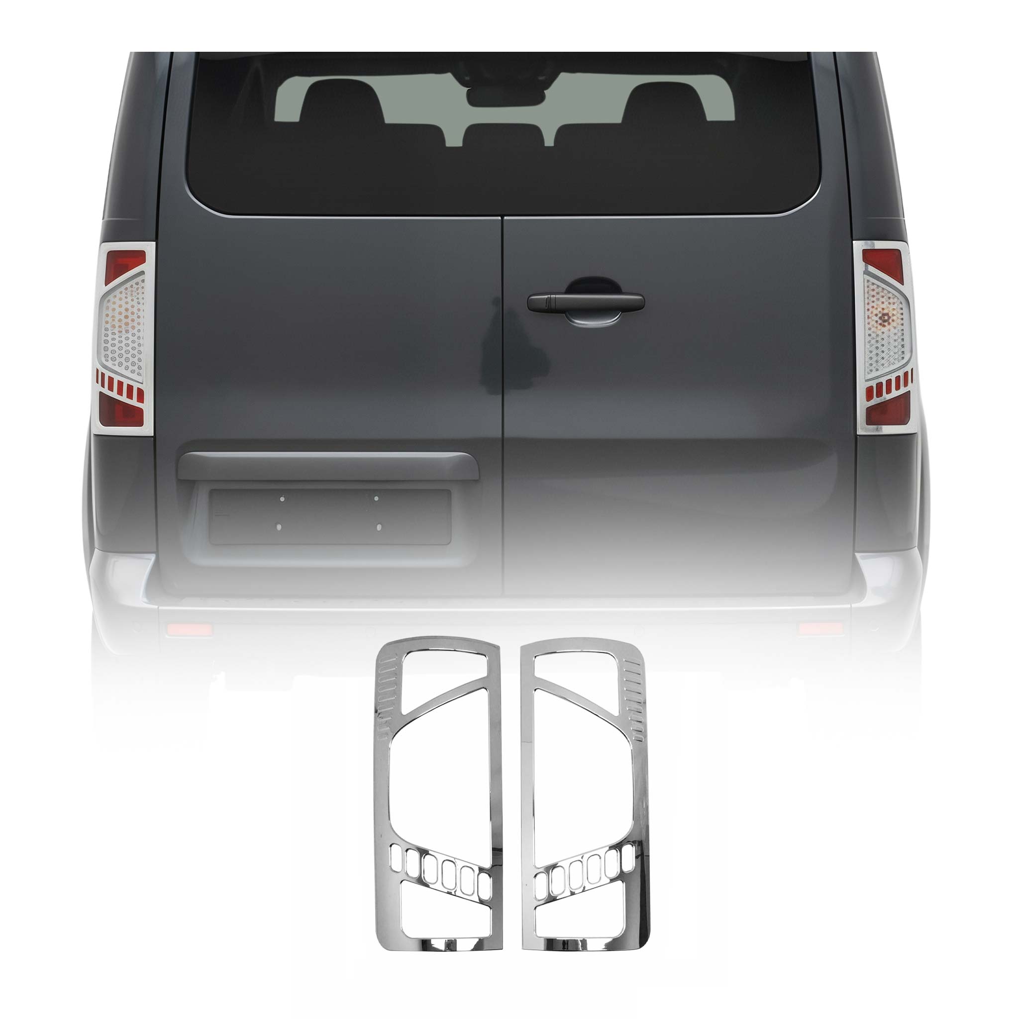 Rücklicht Leisten Heckleuchte für Ford Connect 2009-2014 Chrom ABS Silber 2tlg