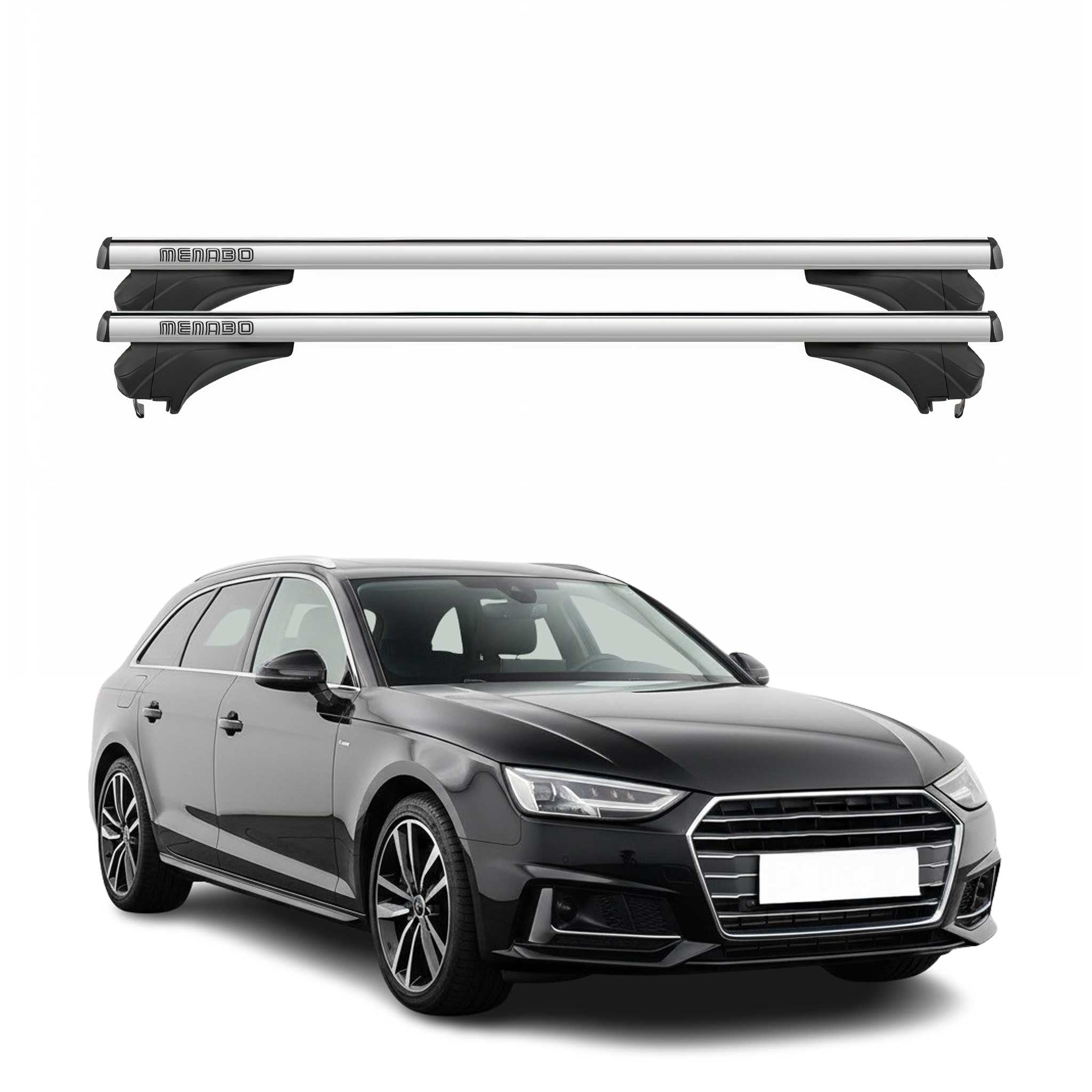 Menabo Dachträger Grundtäger für Audi A4 B9 Avant 2016-2025 Aluminium Silber 2x