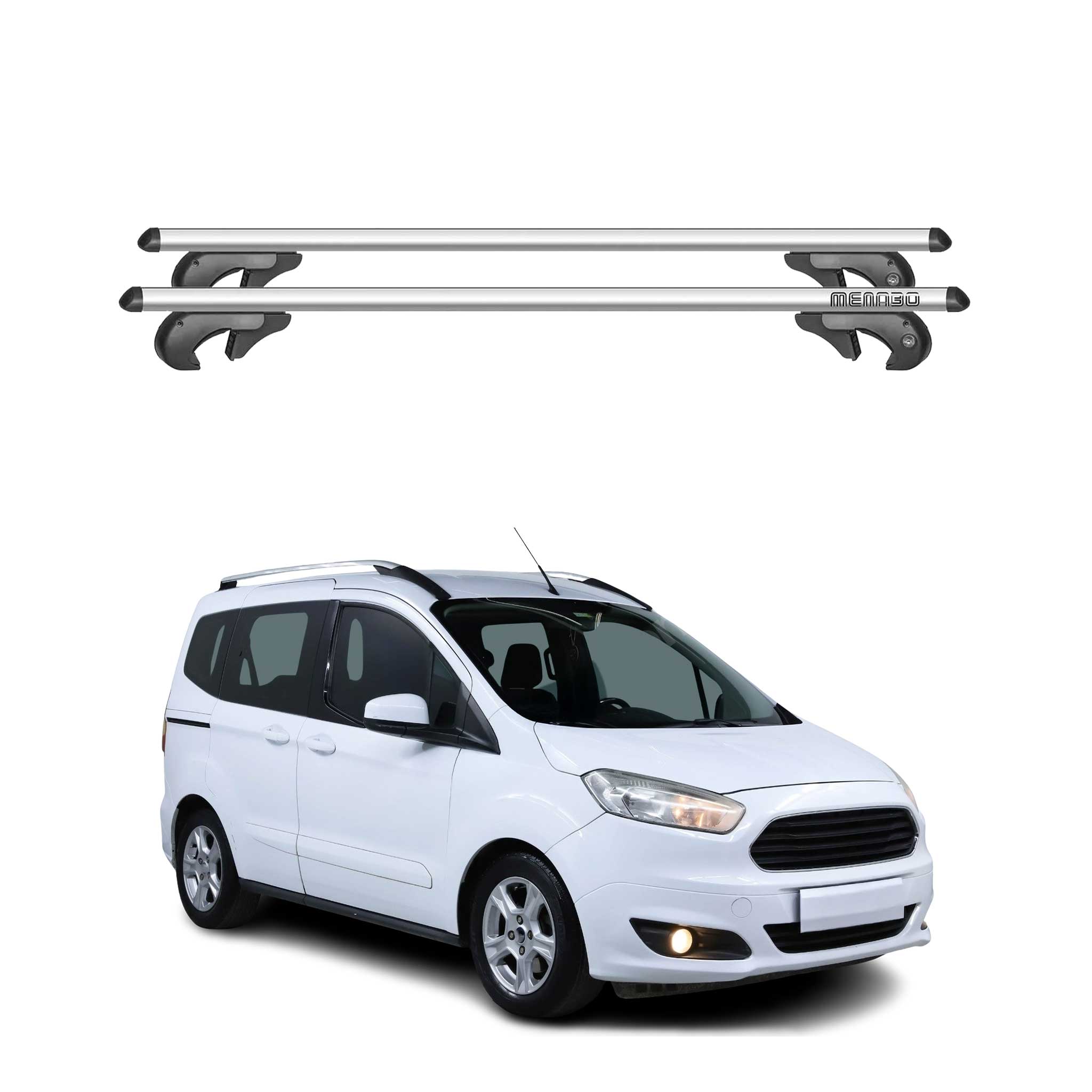 Menabo Dachträger Grundtäger für Ford Tourneo Courier 2013-2018 90kg Grau Alu 2x