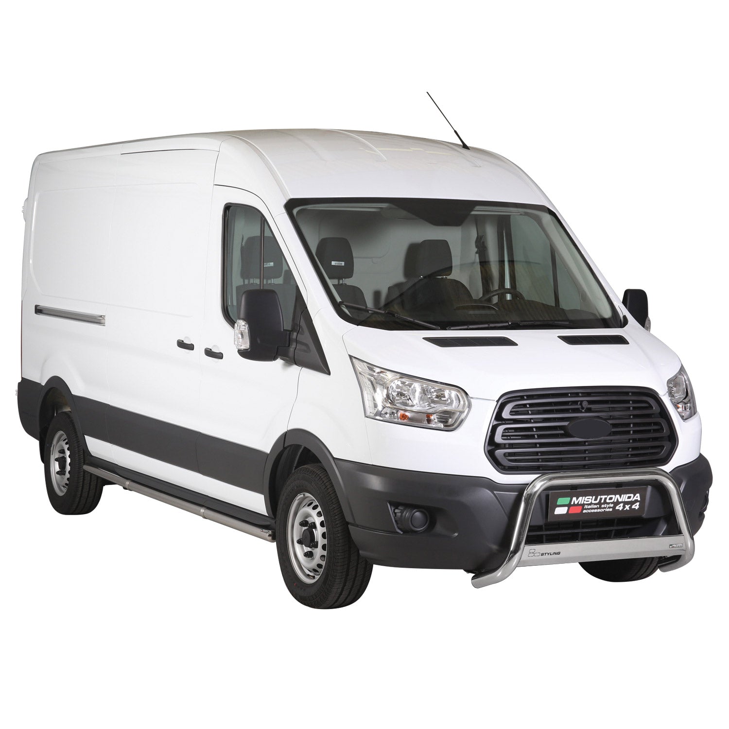Edelstahl Frontbügel Frontschutzbügel für Ford Transit 2014-2025 Grau Ø 63 mm