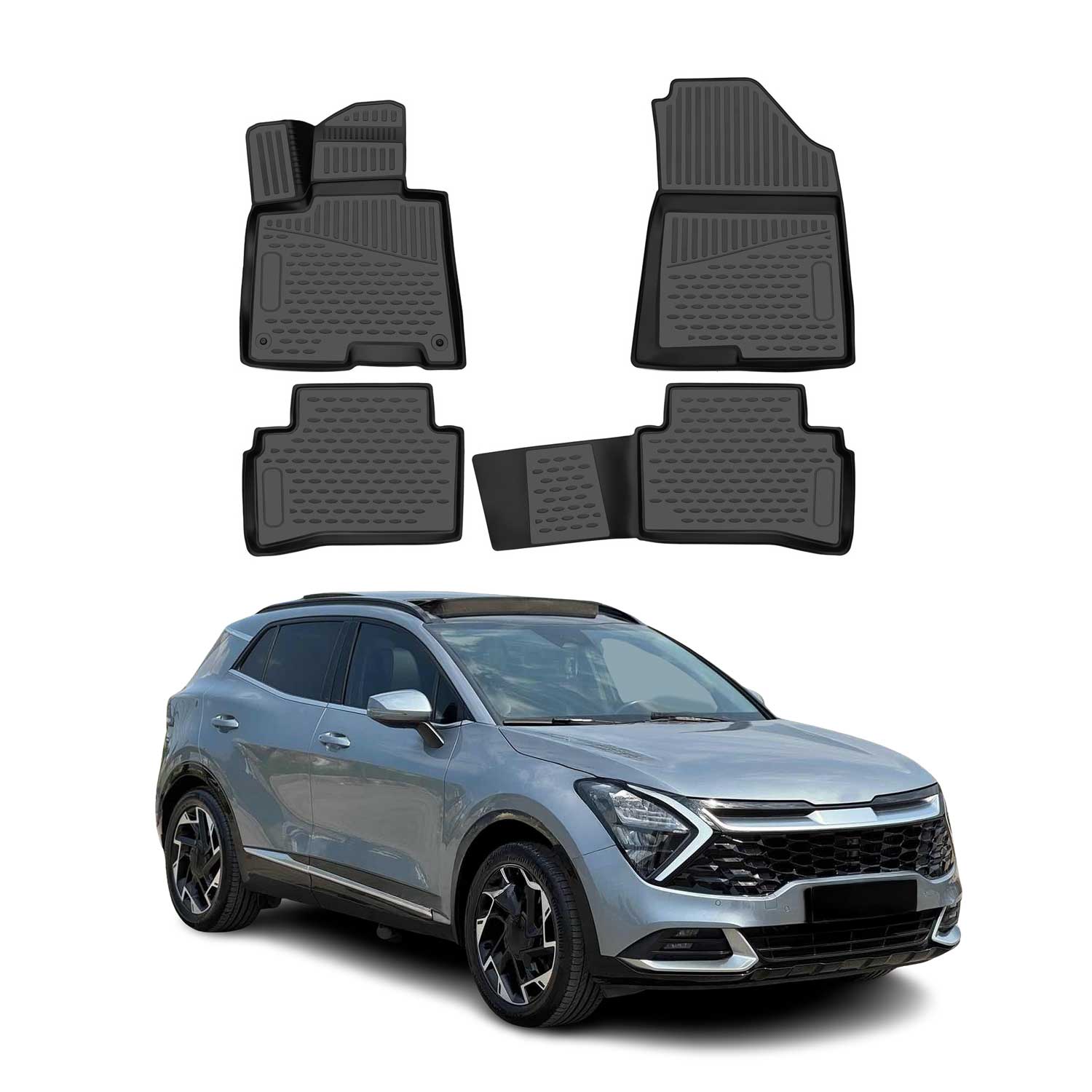 OMAC Gummimatten Fußmatten für Kia Sportage 2022-2026 TPE Automatten Schwarz 4x