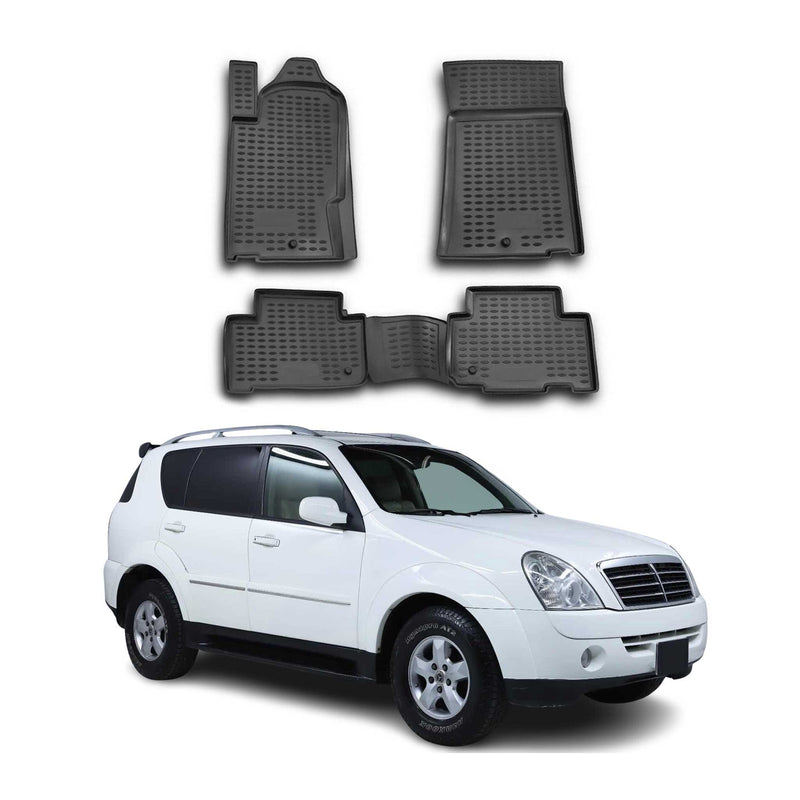 OMAC Gummimatten Fußmatten für Ssangyong Rexton 2001-2006 TPE Matten Schwarz 4x
