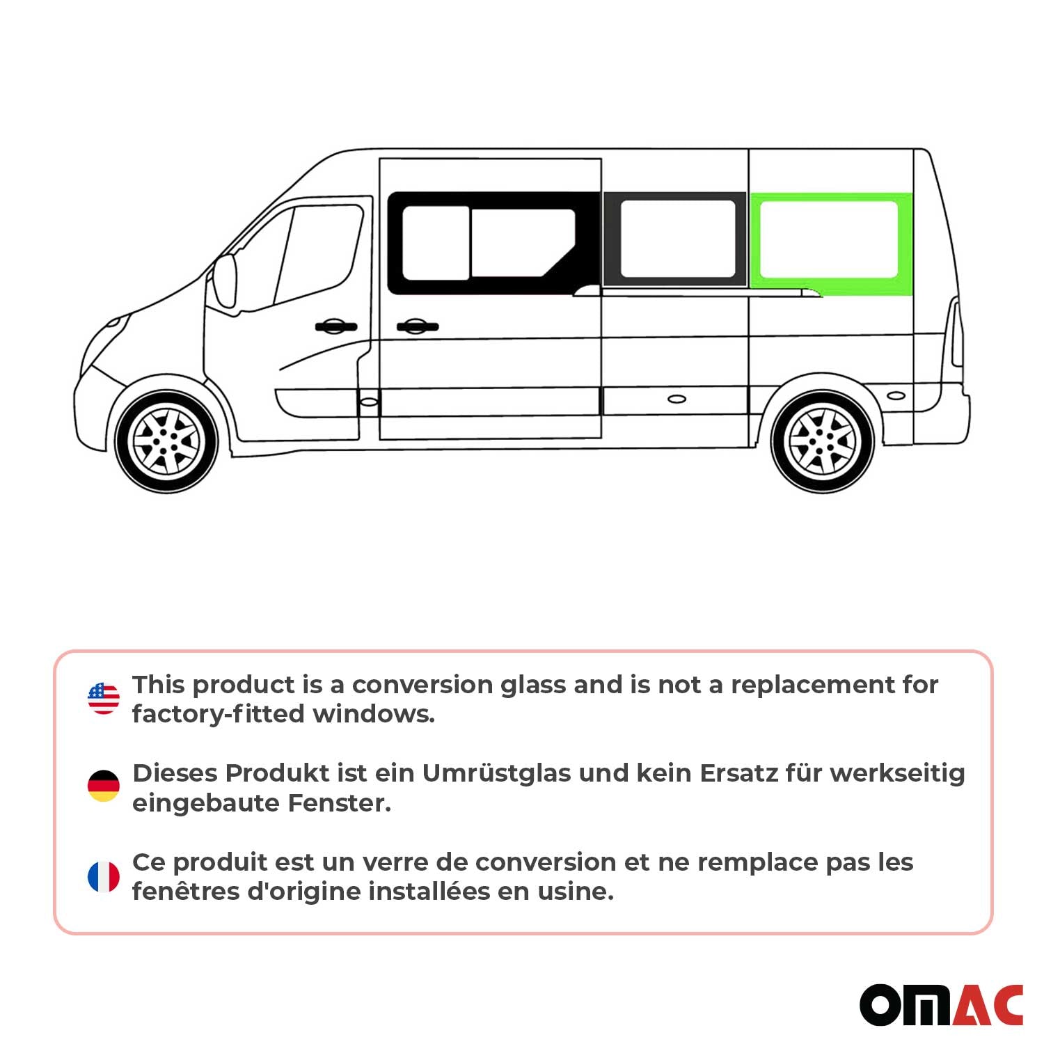 Seitenfenster Auto Fenster für Opel Movano 2010–2021 Links Schiebetür L3 L4