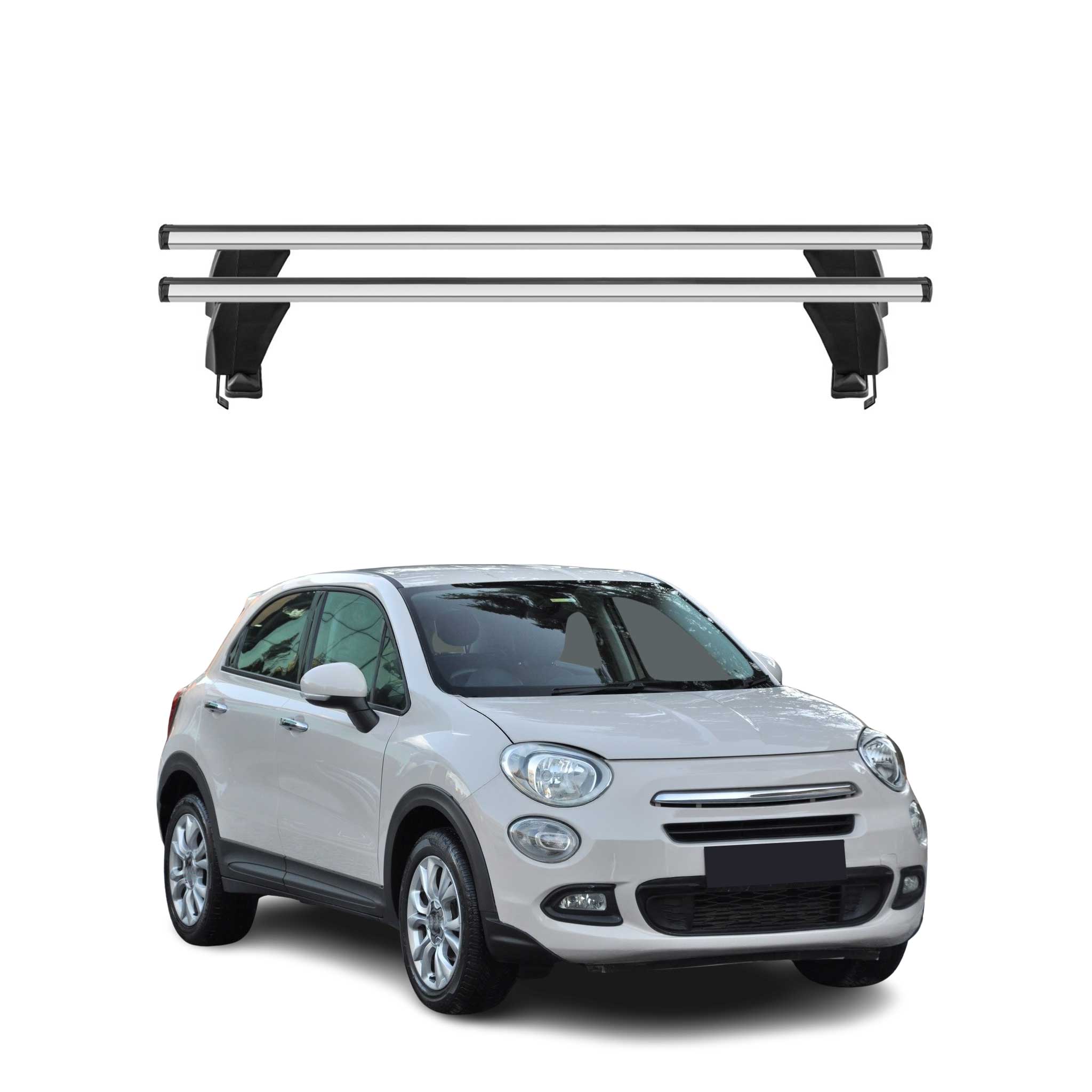Menabo Dachträger Grundtäger für Fiat 500X 2014-2024 50kg Aluminium Silber 2 tlg