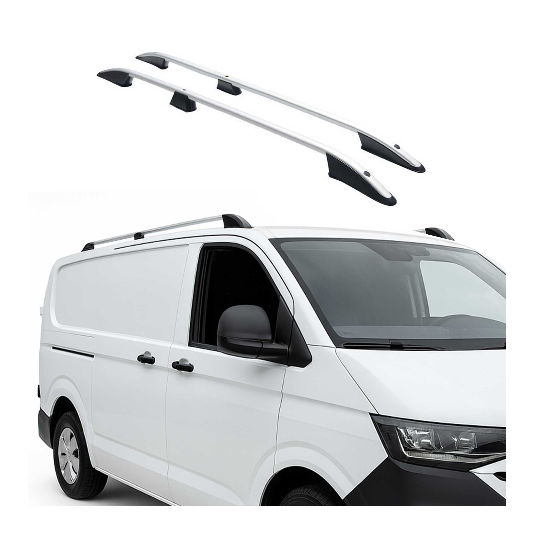 Dachreling Relingträger für VW Transporter T7 2023-2026 L2 Langer Silber Alu 2x