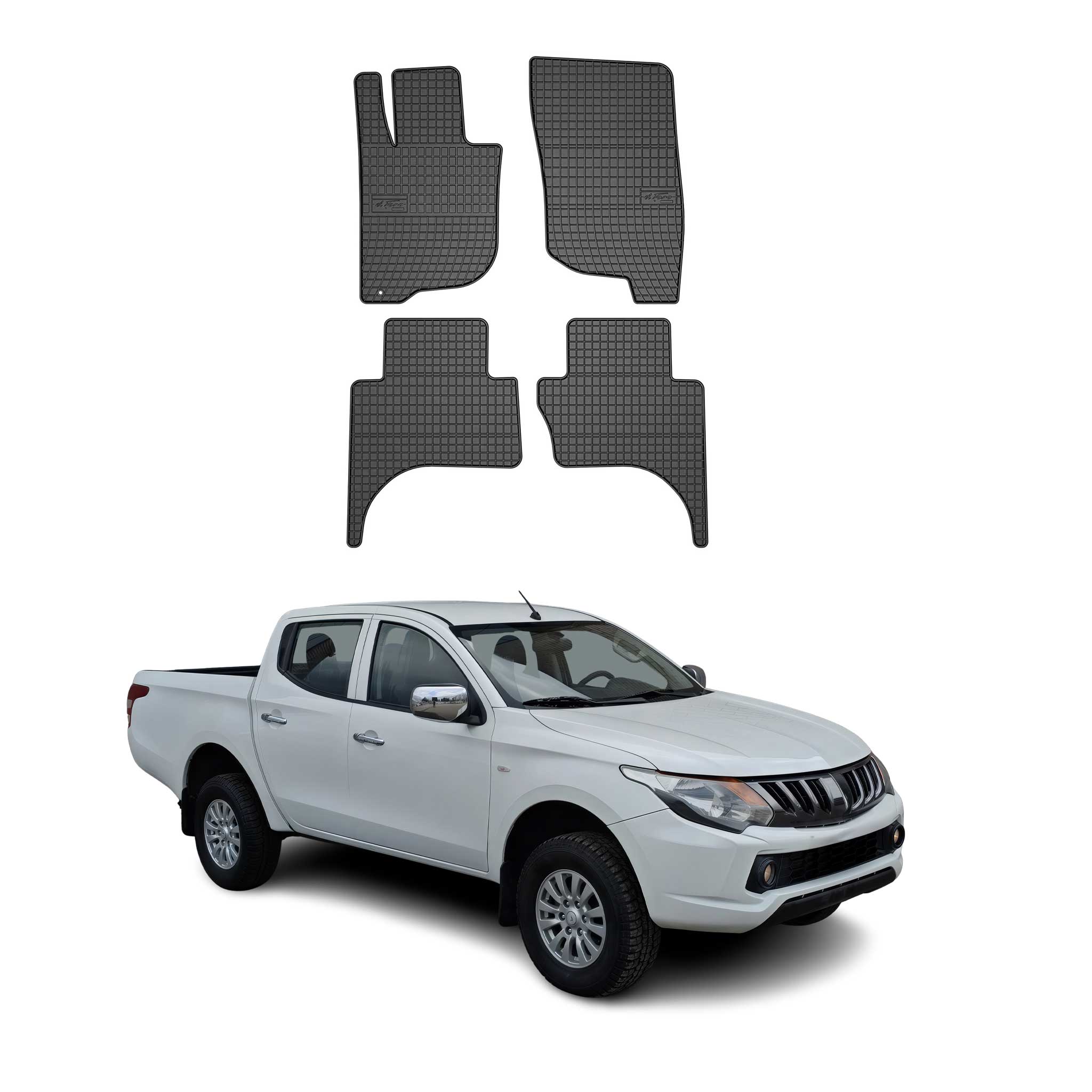 OMAC Gummi Fußmatten für Mitsubishi L200 2014-2024 Automatten TPE Schwarz 4x