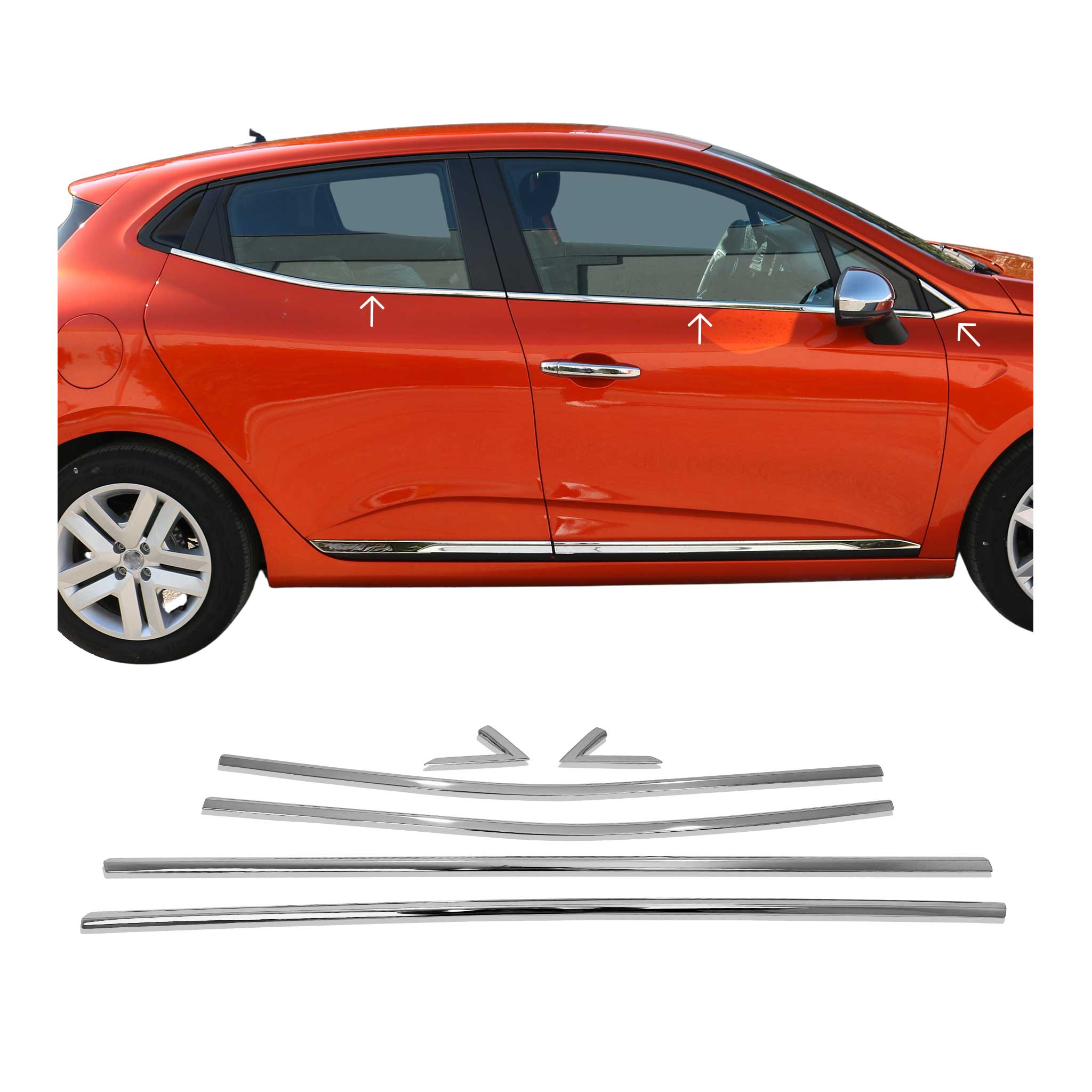 Fensterleisten Zierleisten für Renault Clio 2019-2025 Edelstahl Chrom 6tlg