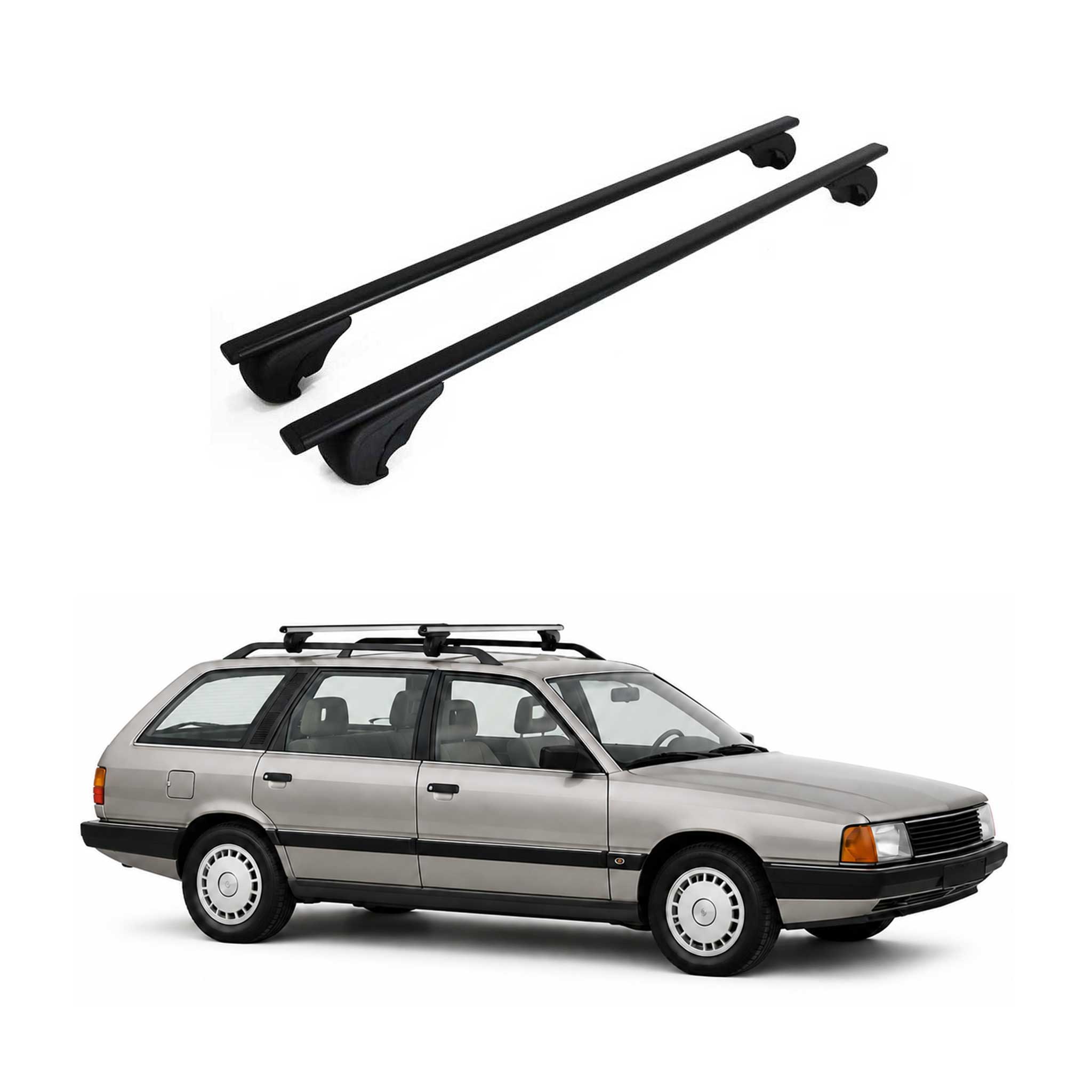 Dachträger Grundträger für Audi 100 Avant 1983-1991 Metall Schwarz 2tlg