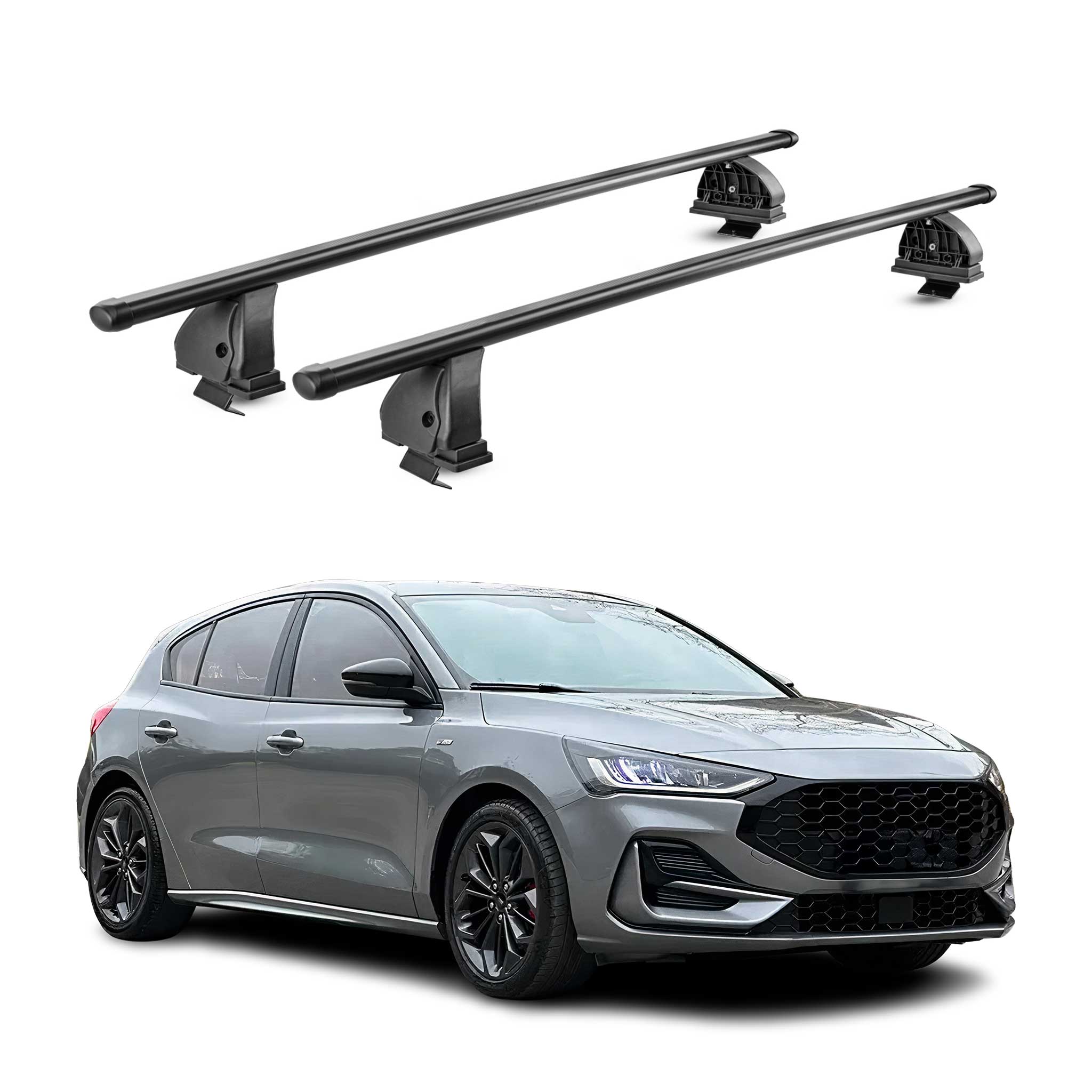 Stahl Dachträger für Ford Focus IV Schrägheck Kombi 2018-2025 TÜV 2tlg Schwarz