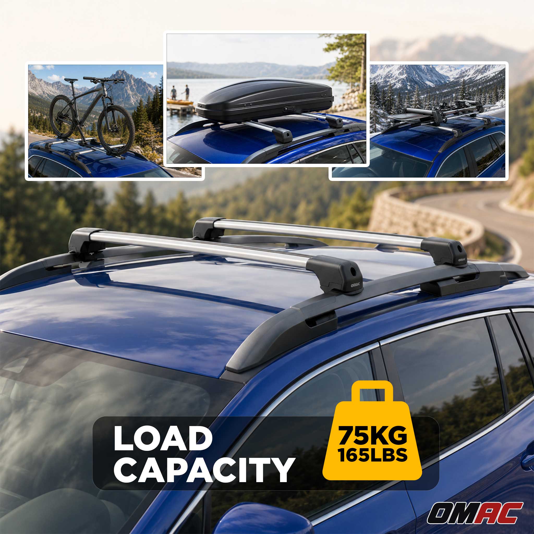 Dachträger Grundträger für Kia Sorento mk2 2010-2014 Aluminium 75kg Grau 2tlg