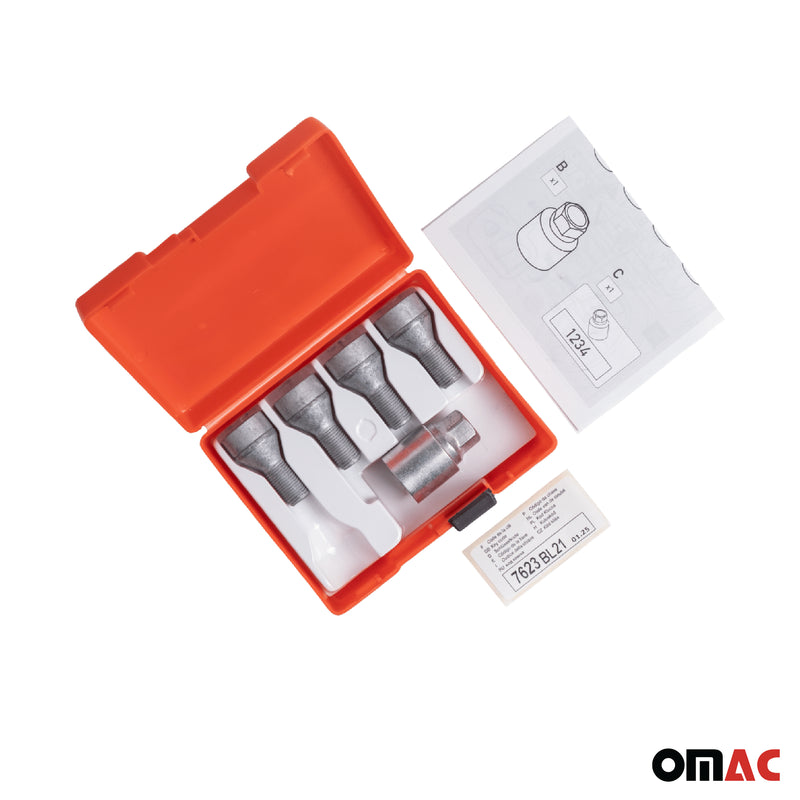 Radschloss Satz für Citroen Xsara/ Xsara Picasso ab 2003 Silber 4tlg M12X1.25