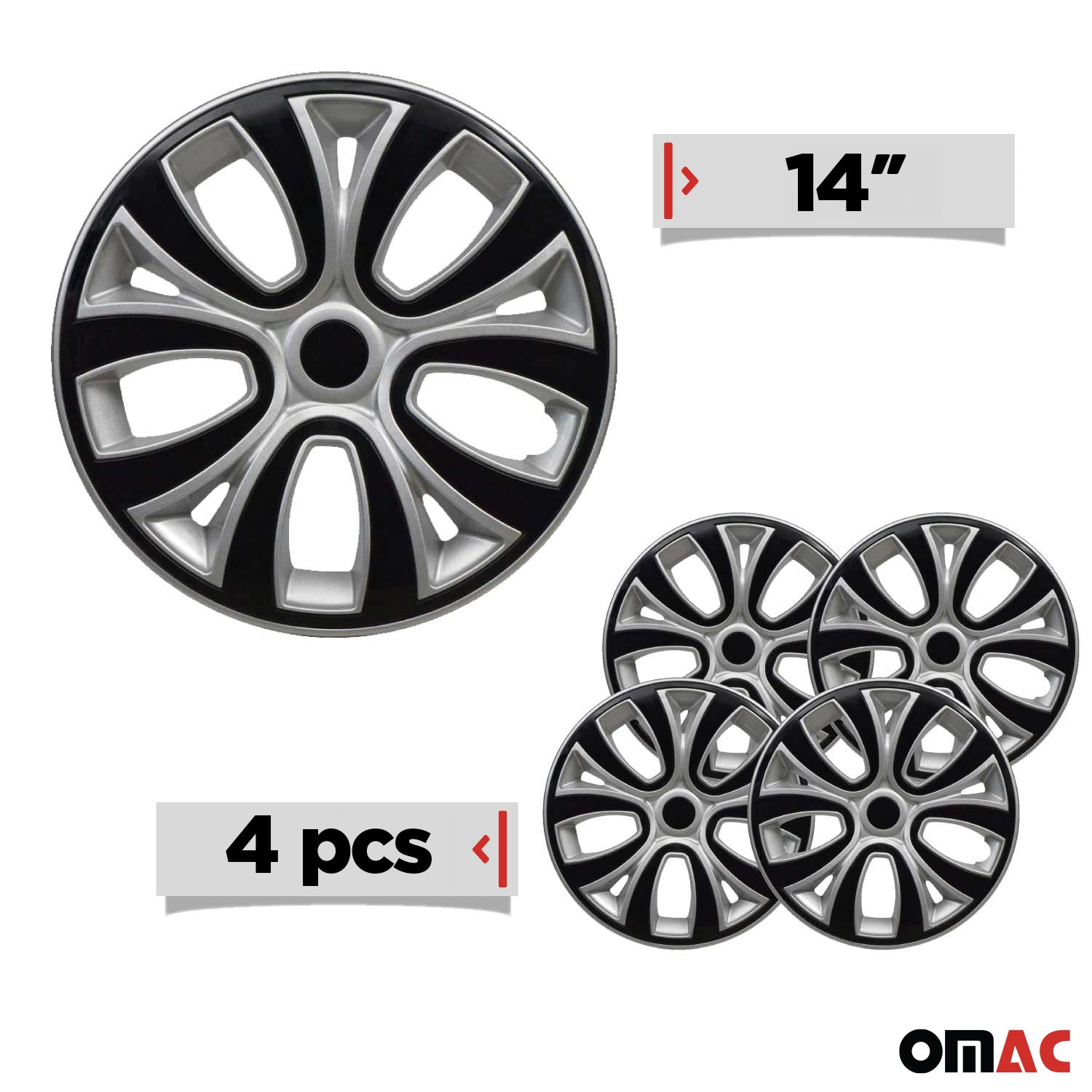 4x Radblenden Radkappen Radzierblenden für 14" Zoll Stahlfelgen Silber Schwarz