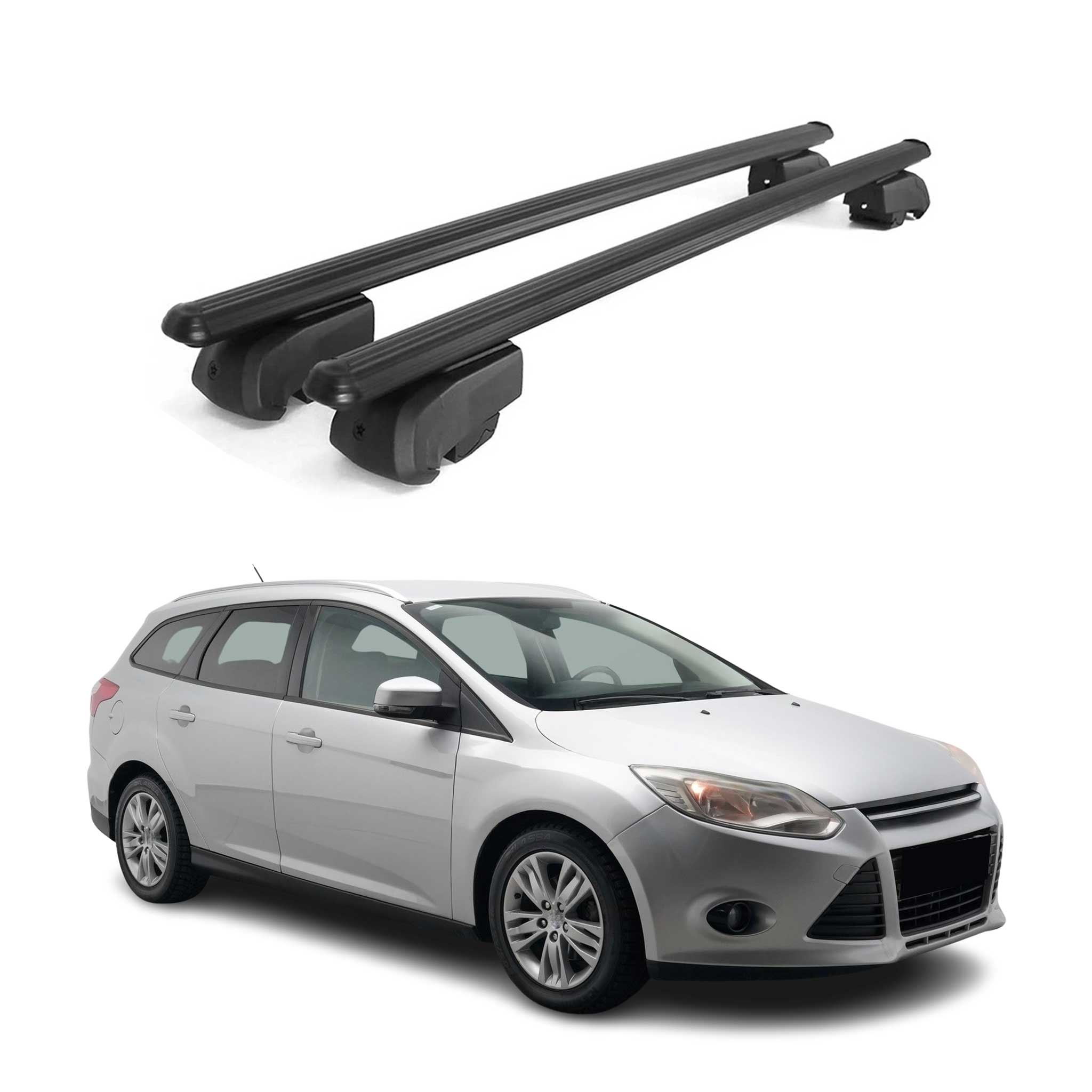 Dachträger Gepäckträger für Ford Focus MK3 Turnier 2011-2021 ABE Schwarz 2x