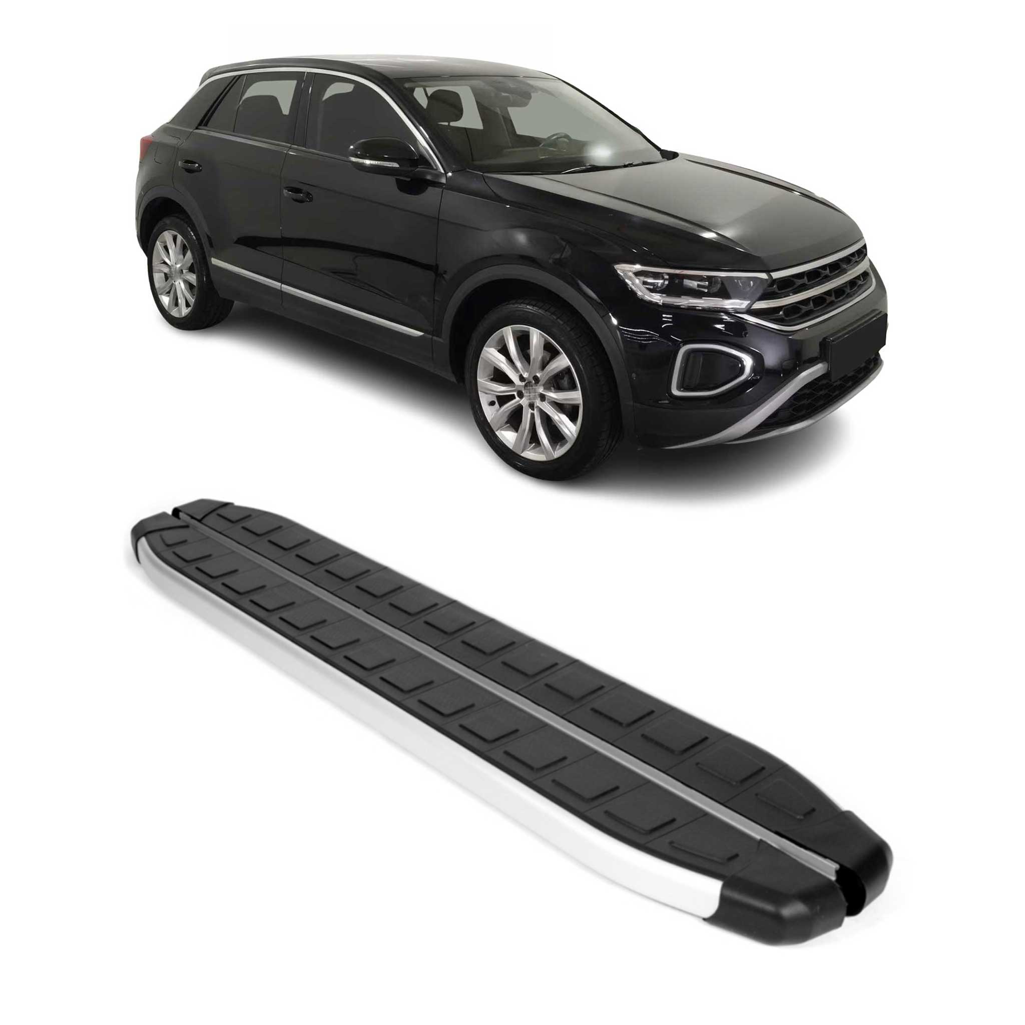 Seitenschweller Seitenbretter Trittbretter für VW T-Roc I 2017-2025 Alu Schwarz