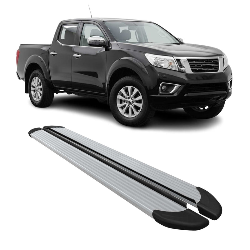 Seitenschweller Trittbretter für Nissan Navara D23 2015-2025 Double Cab Alu Grau