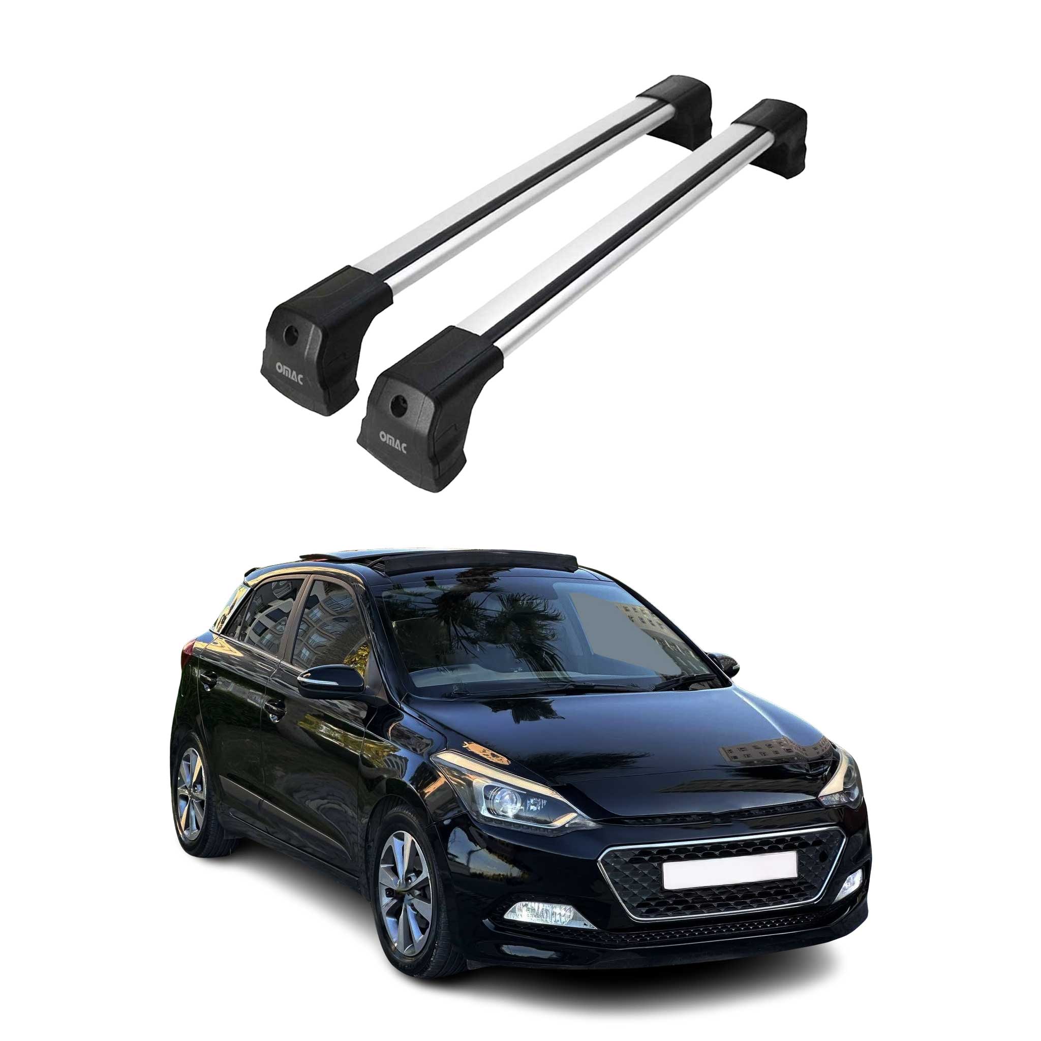 Dachträger Grundtäger für Hyundai i20 2014-2020 Schrägheck 75kg Alu Silber 2 tlg