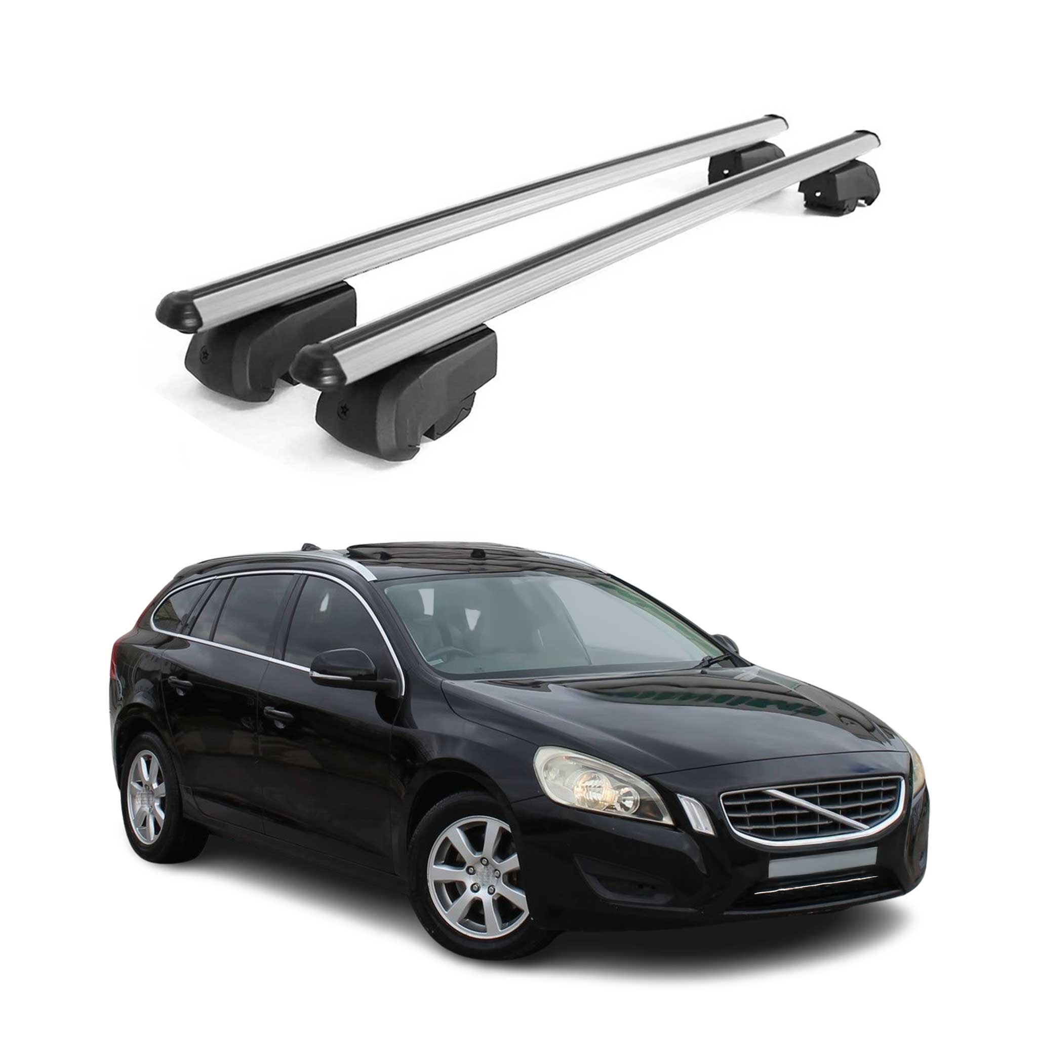 Dachträger Gepäckträger für Volvo V60 2011-2018 Querträger ABE Alu Grau 2x