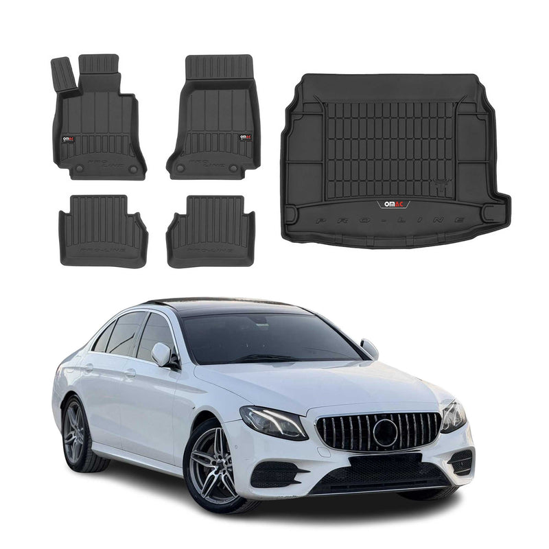 OMAC Fußmatten & Kofferraumwanne Set für Mercedes E Klasse W213 2016-2025 Gummi