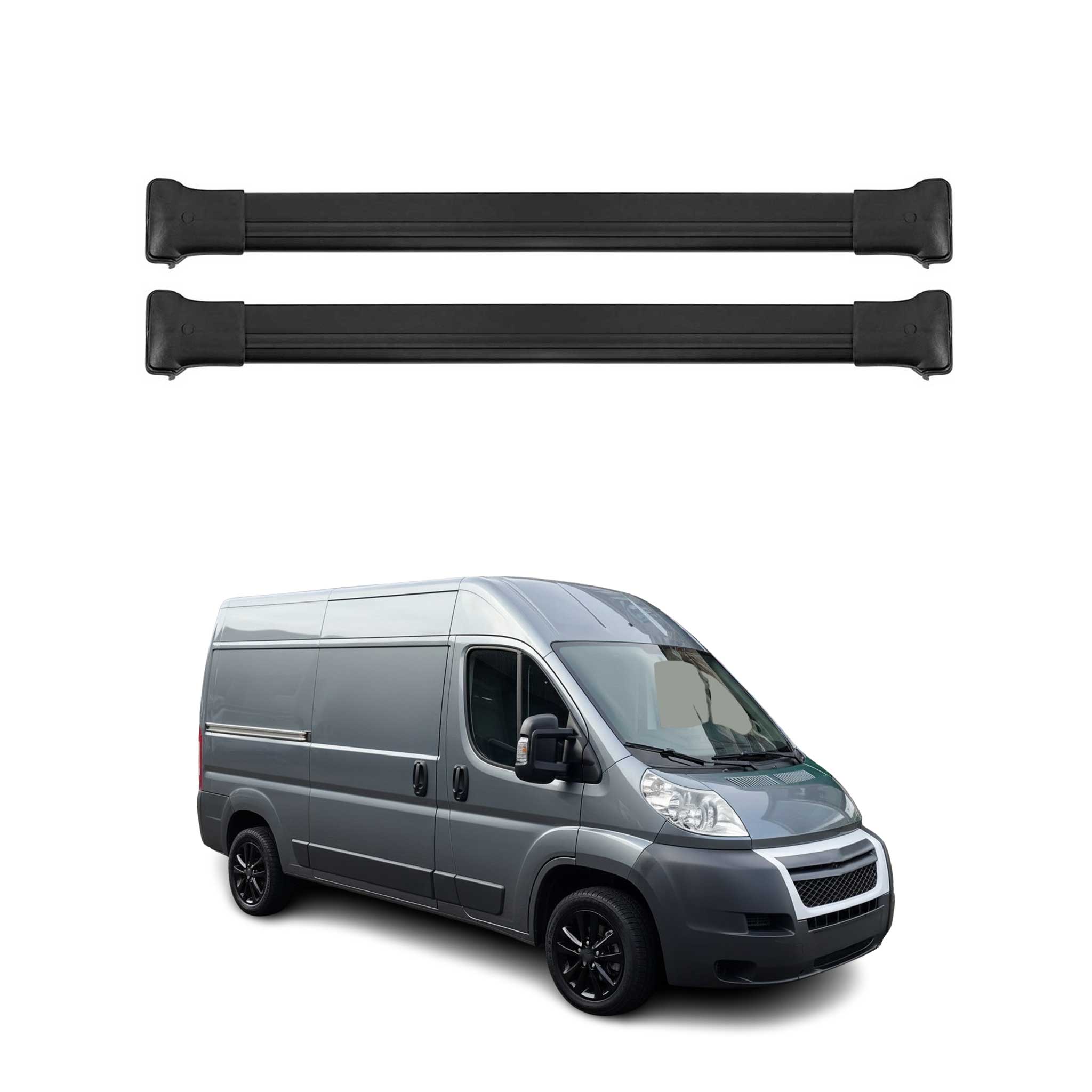 Dachträger Grundtäger für Citroen Jumper 2006-2024 75kg Aluminium Schwarz 2 tlg