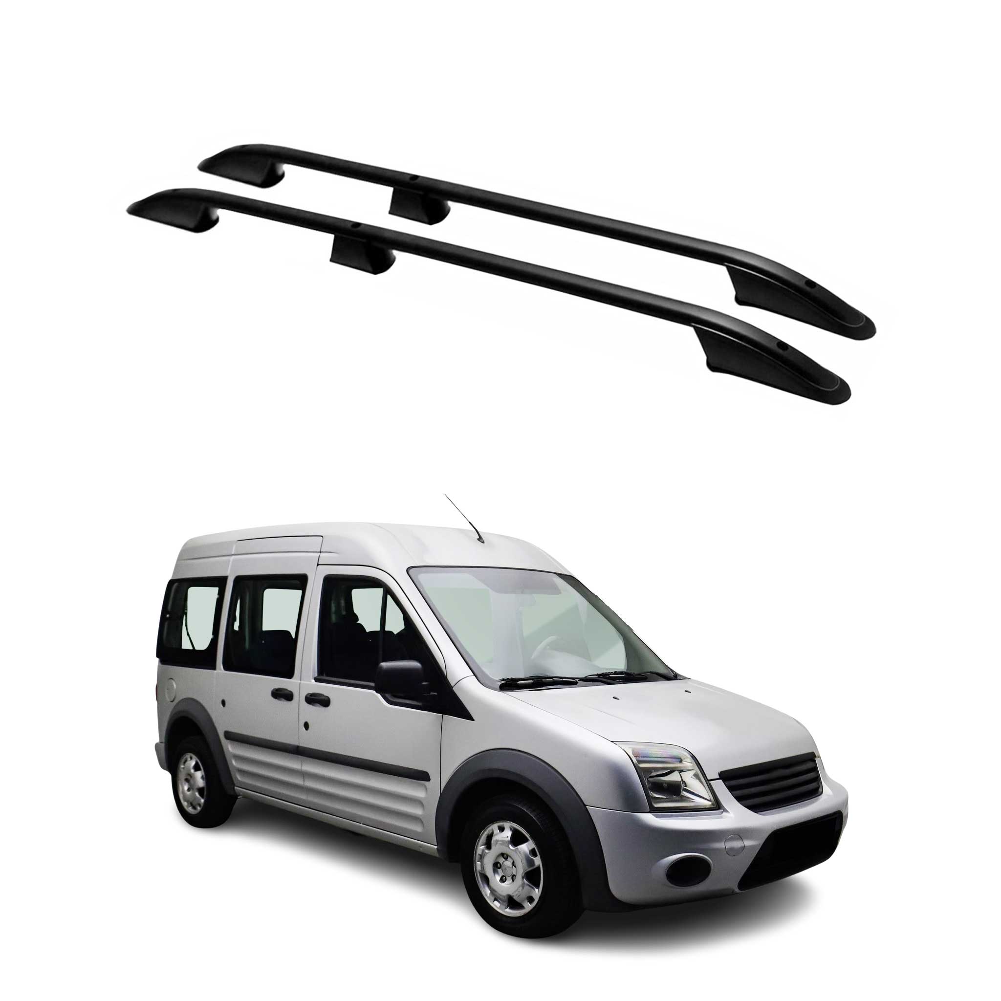 Dachreling Dachgepäckträger für Ford Connect 2002-2013 L2 Langer Alu Schwarz 2x