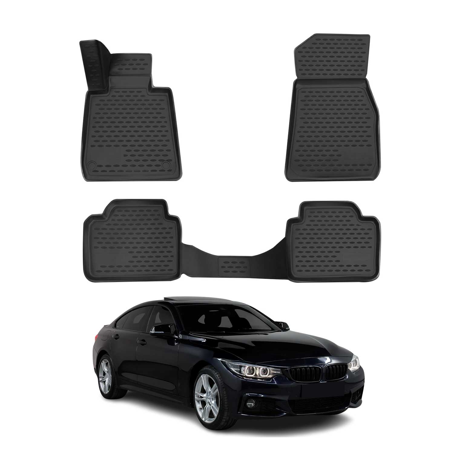 OMAC Gummi Fußmatten für BMW 4er Coupe Grand Coupe F32 F36 2013-2021 Schwarz 4x
