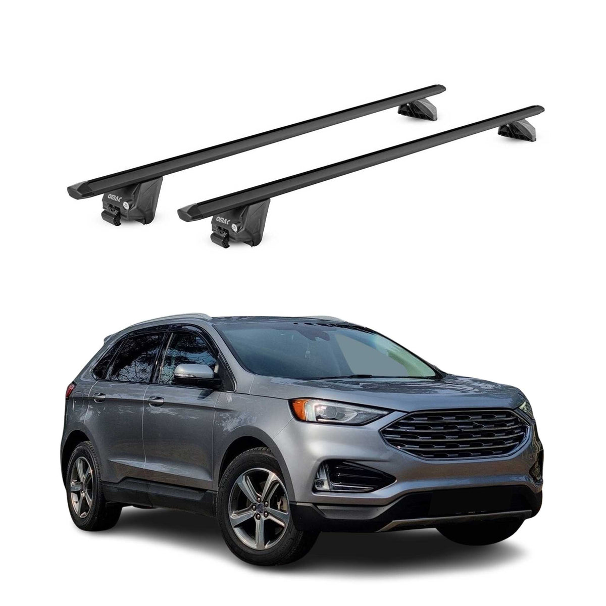 Dachträger Grundtäger für Ford Edge 2016-2021 100kg Aluminium Schwarz 2 tlg ABE