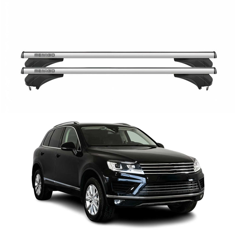 Menabo Dachträger Grundtäger für VW Touareg II 7P 2014-2018 FL Alu Silber 2 tlg