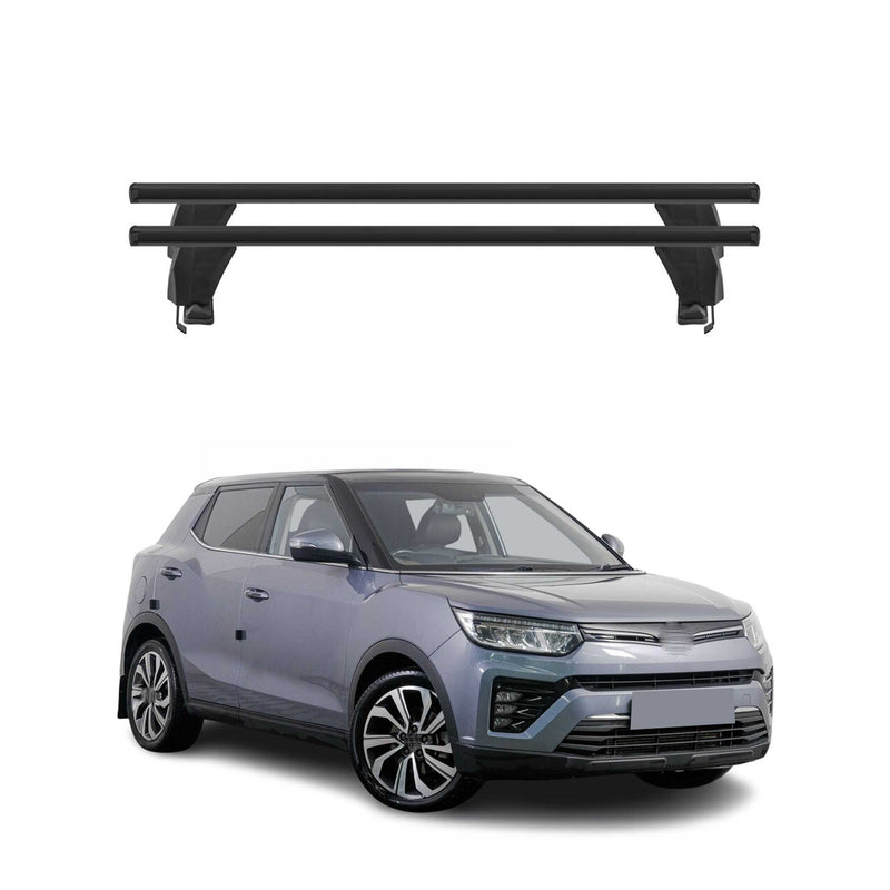 Menabo Dachträger Grundträger für Ssangyong Tivoli 2015-2023 Alu Schwarz 2tlg