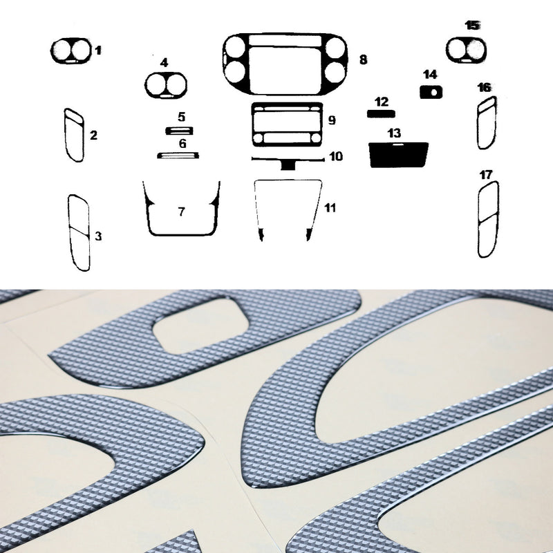 Innenraum Dekor Cockpit für VW Tiguan 2011-2016 Carbon Optik 17tlg