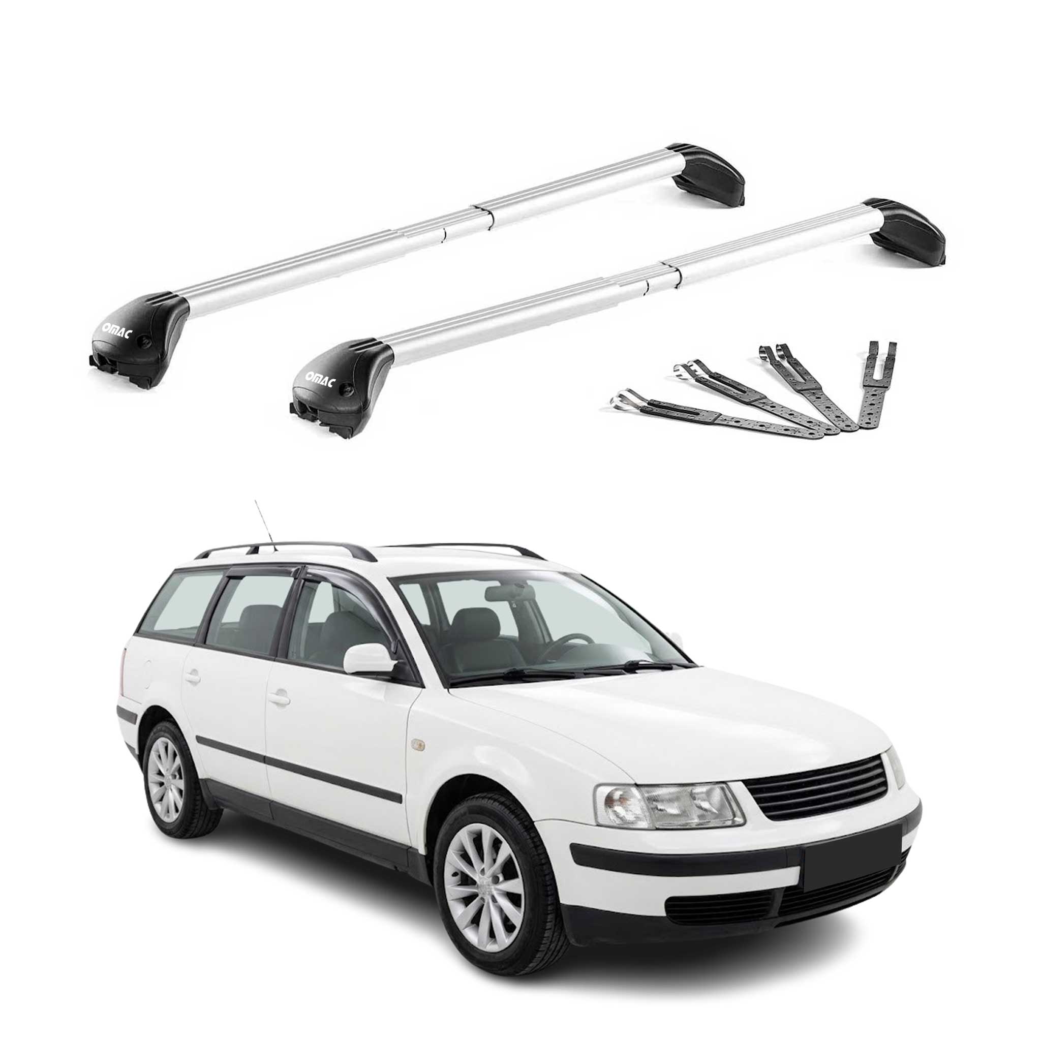 Dachträger Grundtäger für VW Passat B5 Variant 2000-05 Facelift Alu Grau 2x ABE