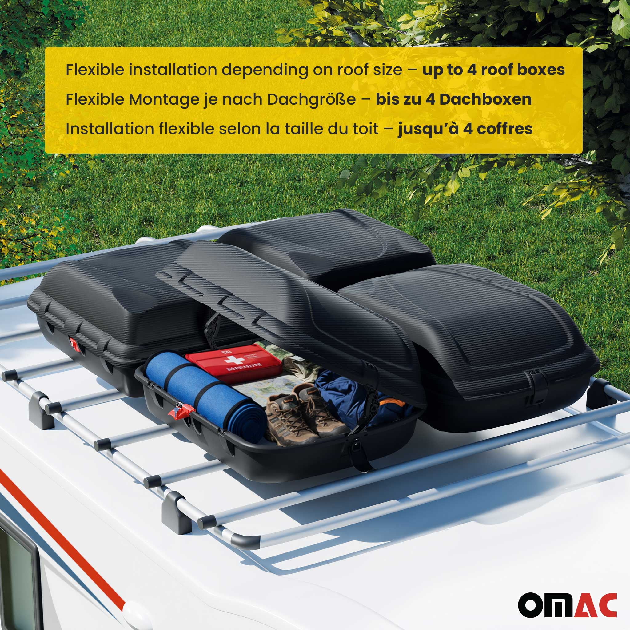 Dachbox Dachkoffer Gepäckbox 270 Liter Carbonlook Abschließbar Autobox