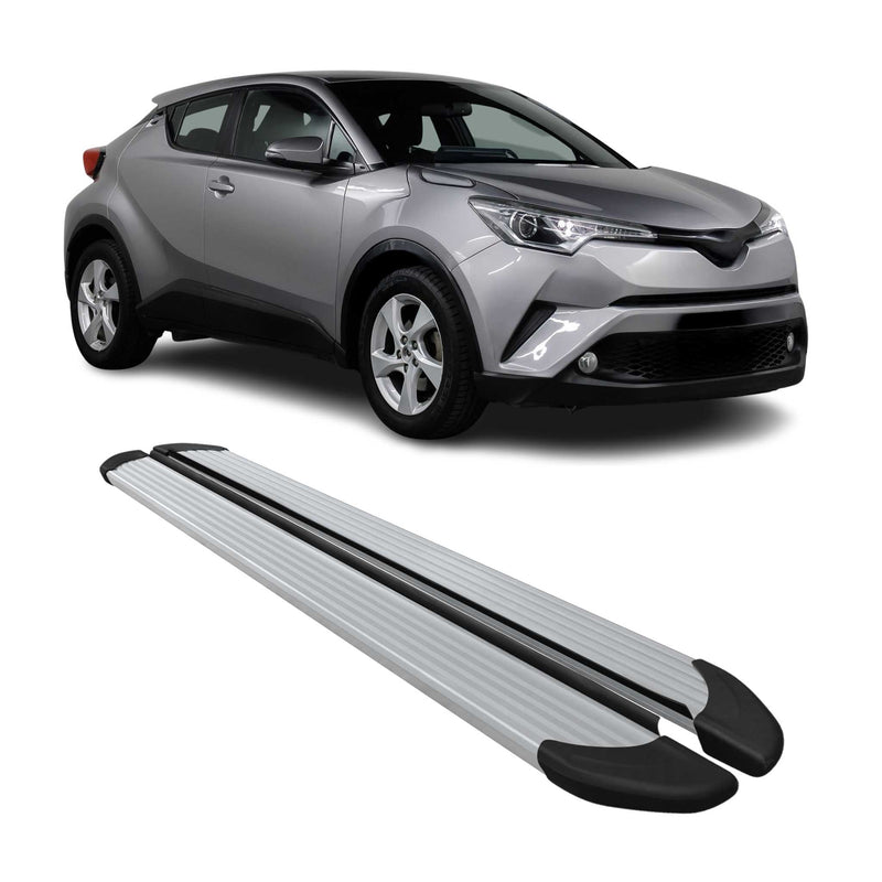 Trittbretter Seitenschweller für Toyota C-HR Hybrid 2016-2023 Alu Silber 2tlg
