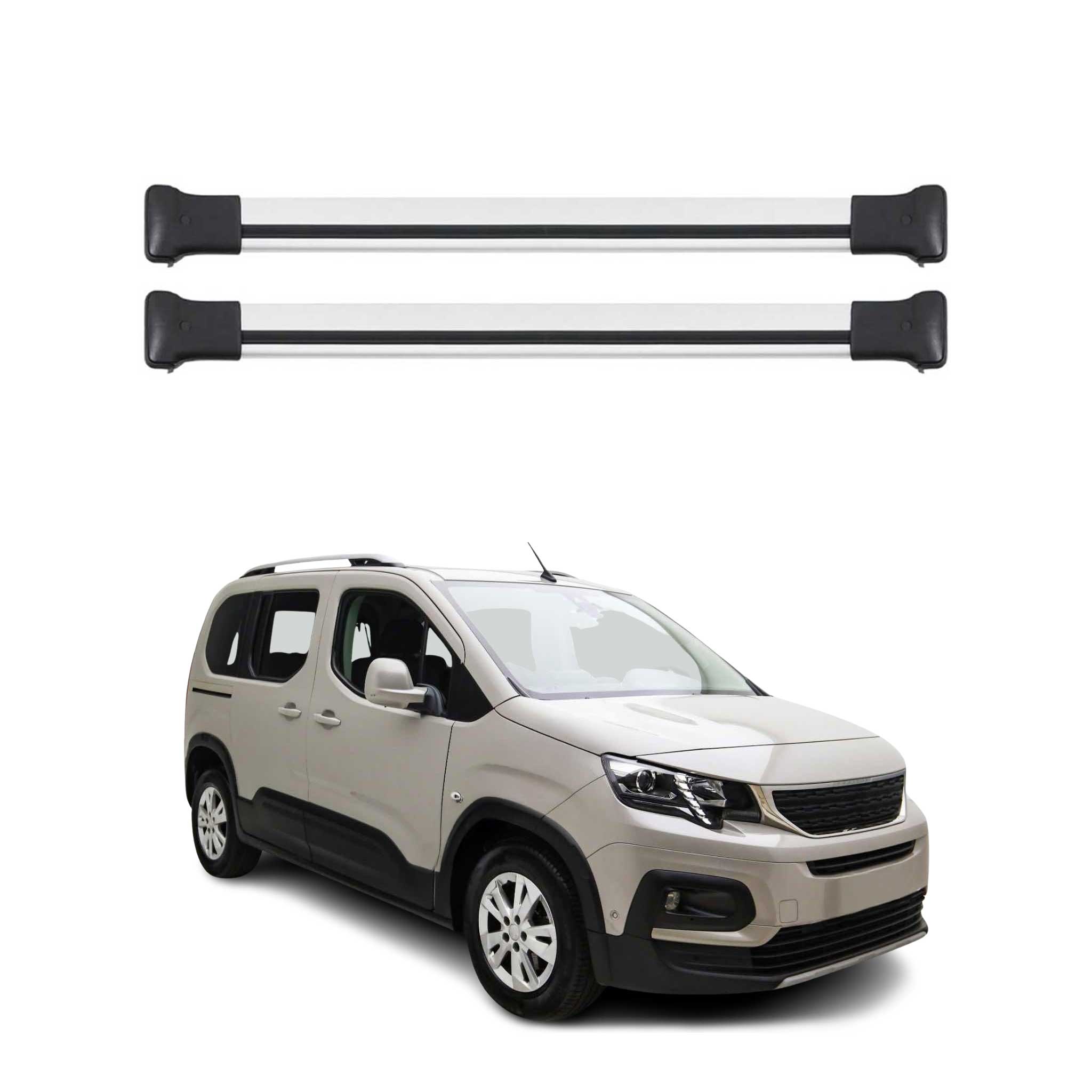Dachträger Grundtäger für Peugeot Partner mk3 2018-2026 75kg Alu Silber 2 tlg