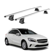 Alu Dachträger für Mercedes A Klasse W176 2012-2018 TÜV T-Nut 75 kg 2tlg Silber