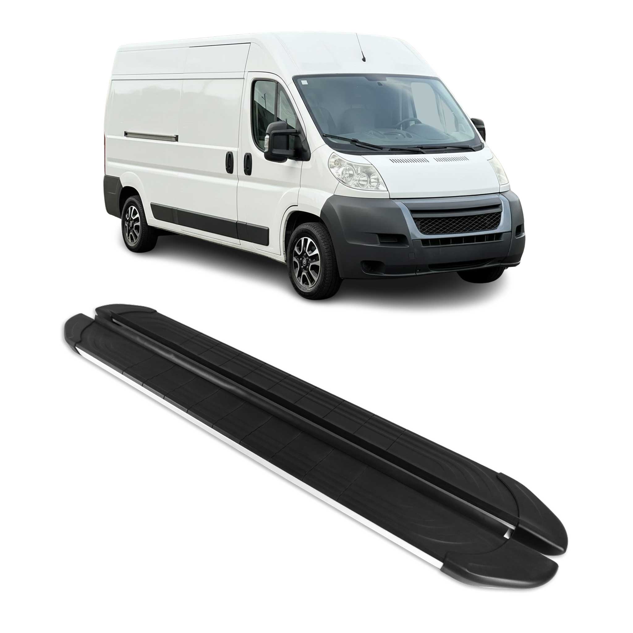 Trittbretter Seitenschweller für Fiat Ducato 2006-2026 L3/L4 Alu Schwarz Silber