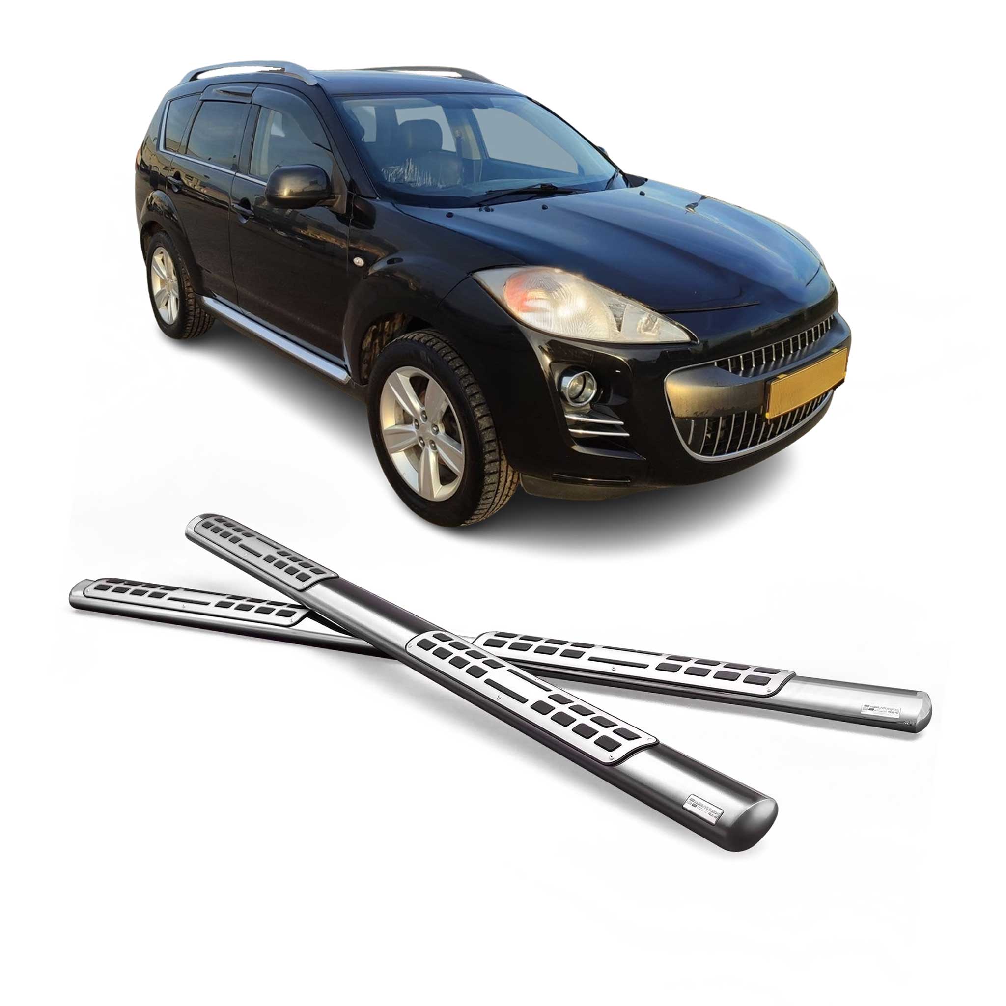 Edelstahl Seitenschweller Schwellerrohre für Peugeot 4007 2008-2012 Silber