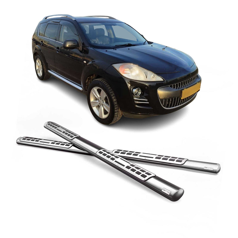 Edelstahl Seitenschweller Schwellerrohre für Peugeot 4007 2008-2012 Silber