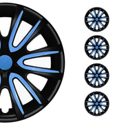 4x Radkappen Radzierblenden Radblenden 15" Zoll Stahlfelgen Matt Schwarz Blau